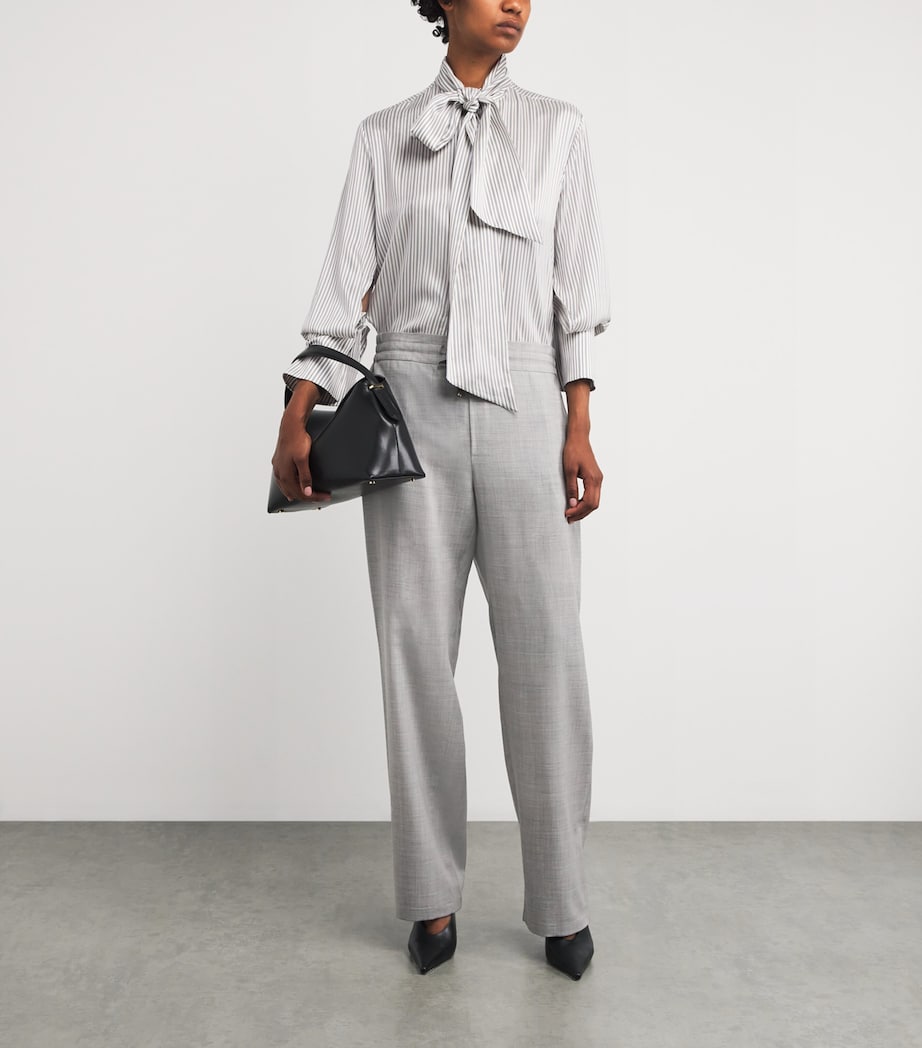 Silk Scarf Shirt 0605 - WHT/NVY BRDX Image 2