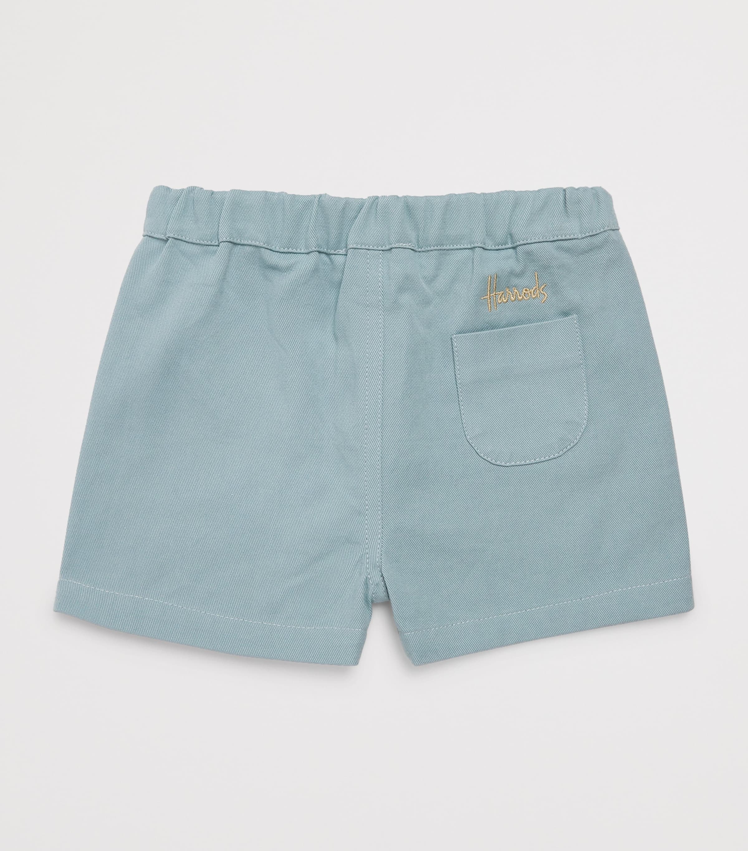Harrods Stretch-Cotton Bear Appliqué Shorts (0-18 Months) Green Image 2