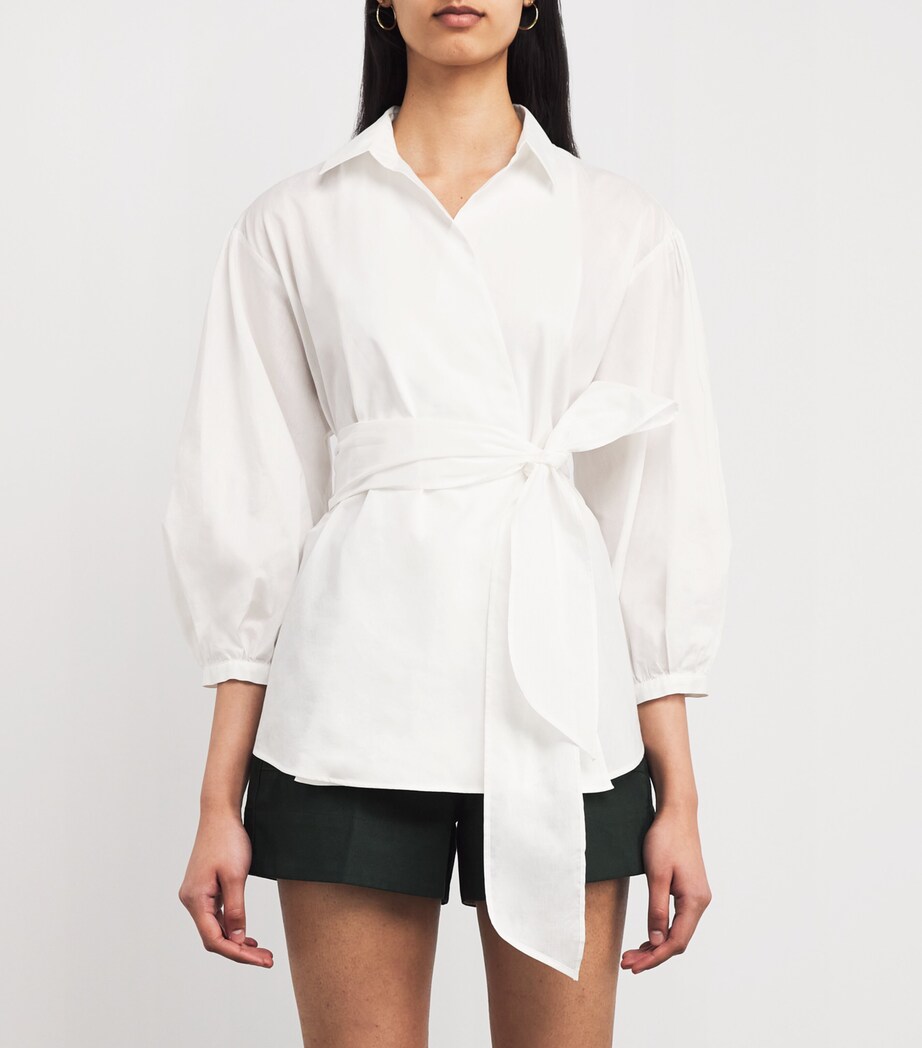 Weekend Max Mara Womens Cotton-Silk Blouse White Image 3