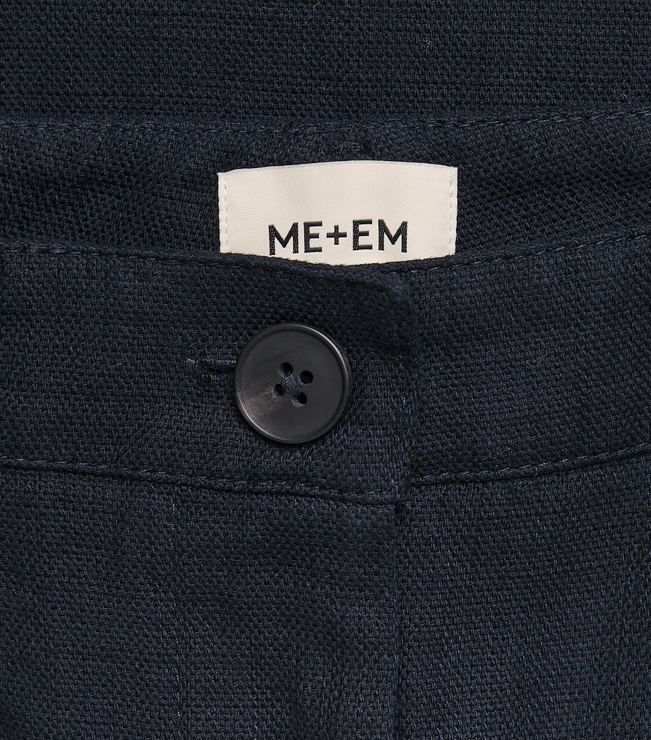 ME+EM Womens Cotton Barrel-Leg Trousers Summer Navy Image 6