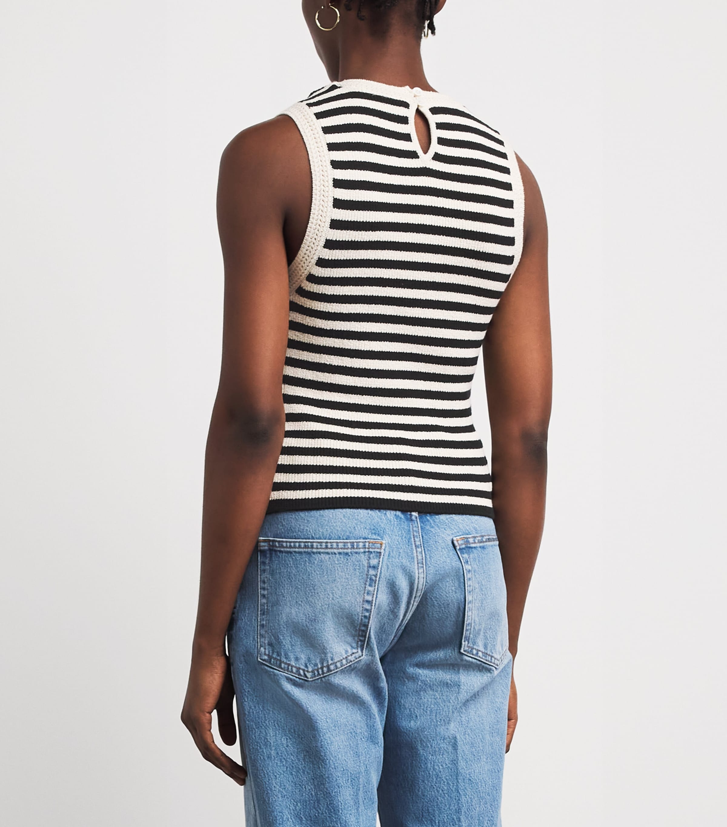 FRAME Womens Knitted Stripe Tank Top Cream Multi Image 5