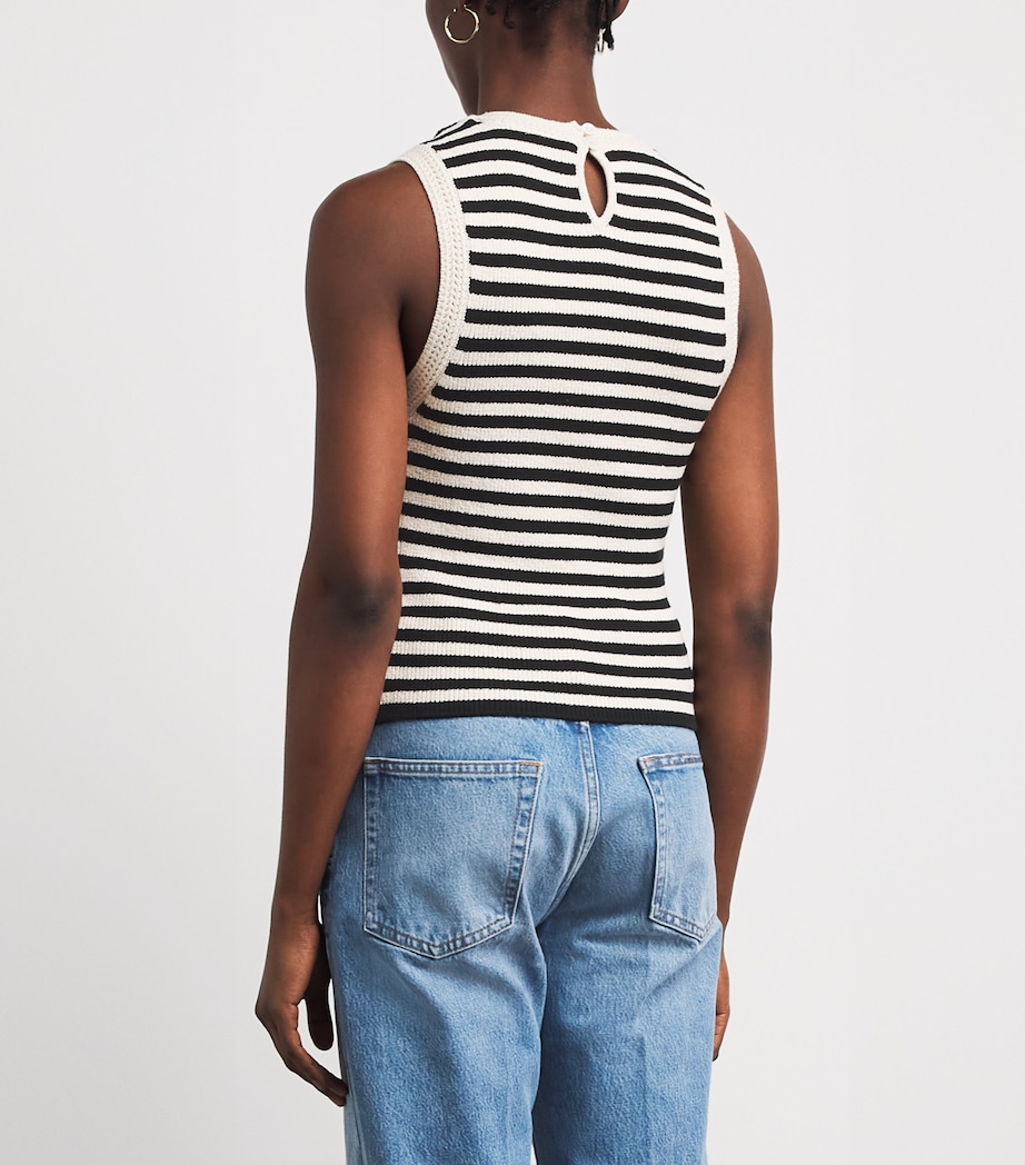 FRAME Womens Knitted Stripe Tank Top Cream Multi Image 5