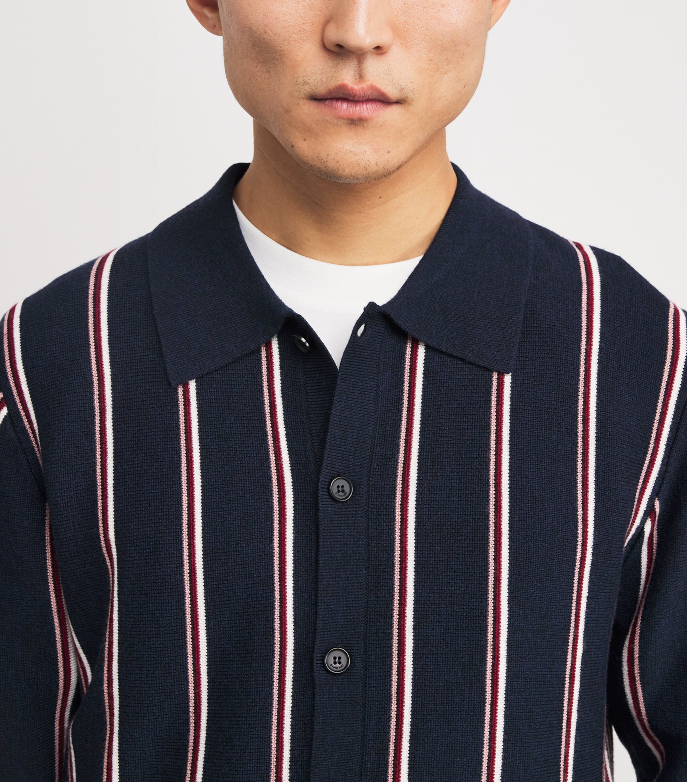 Cotton-Cashmere Stripe Cardigan MIDNIGHT MULTI Image 7