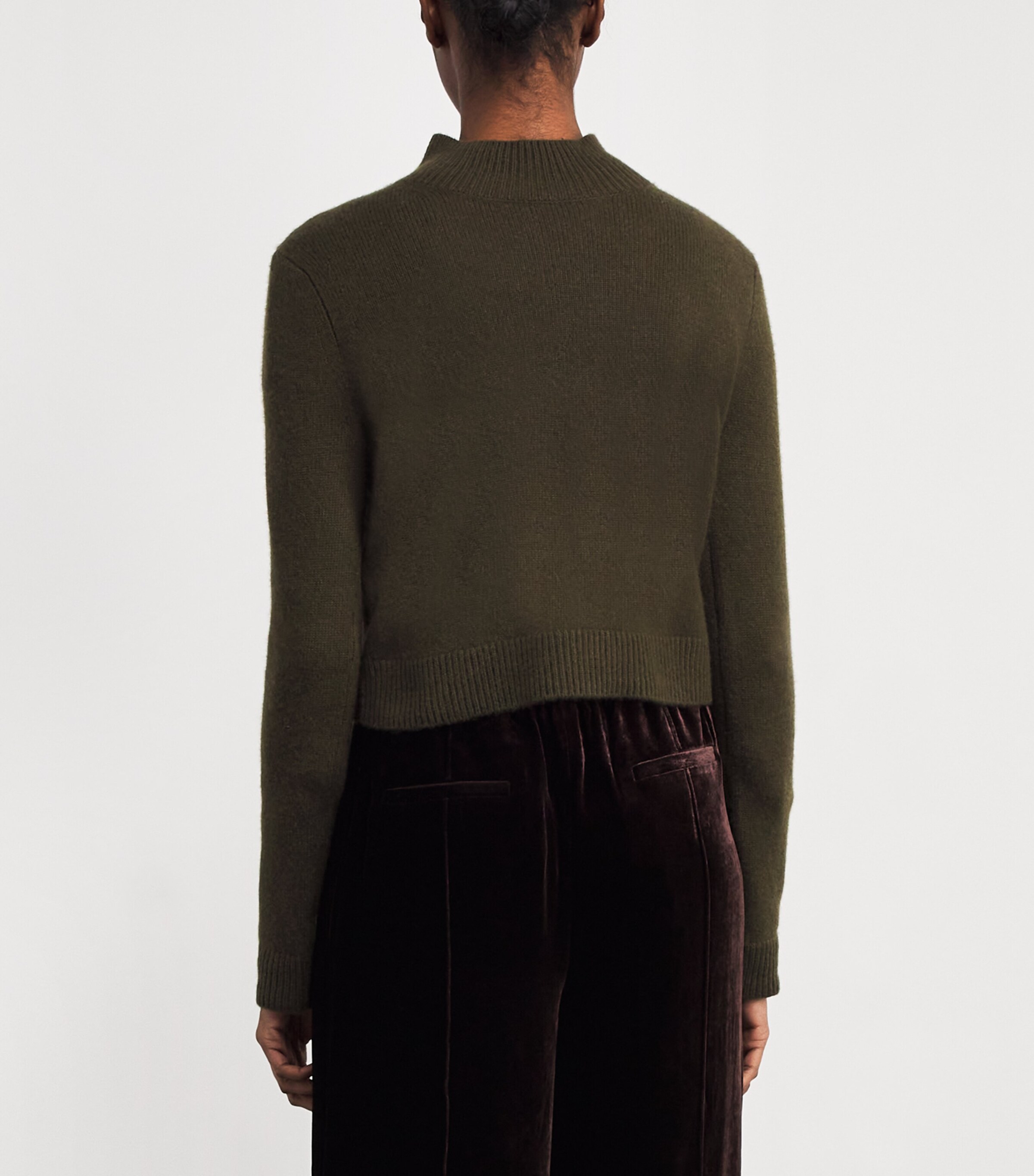ME+EM Womens Cashmere High Neck Sweater Intense Olive Image 4