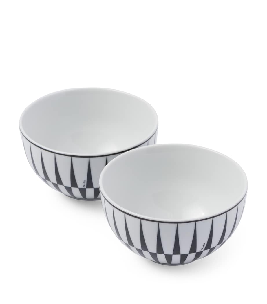 Set of 2 Stripes Cereal Bowls (12cm) F0E5W Image 1