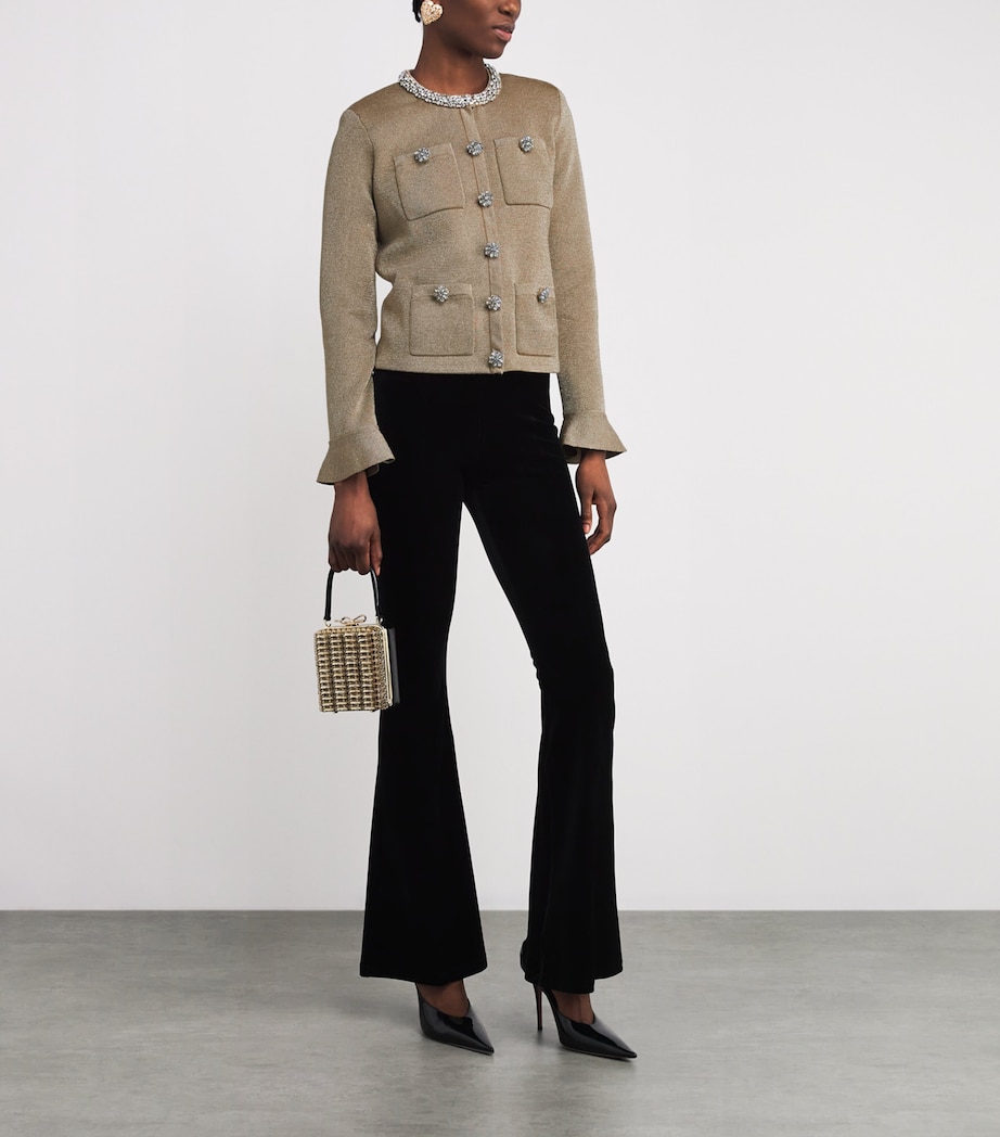 Metallic Knitted Embellished Cardigan GOLD Image 2