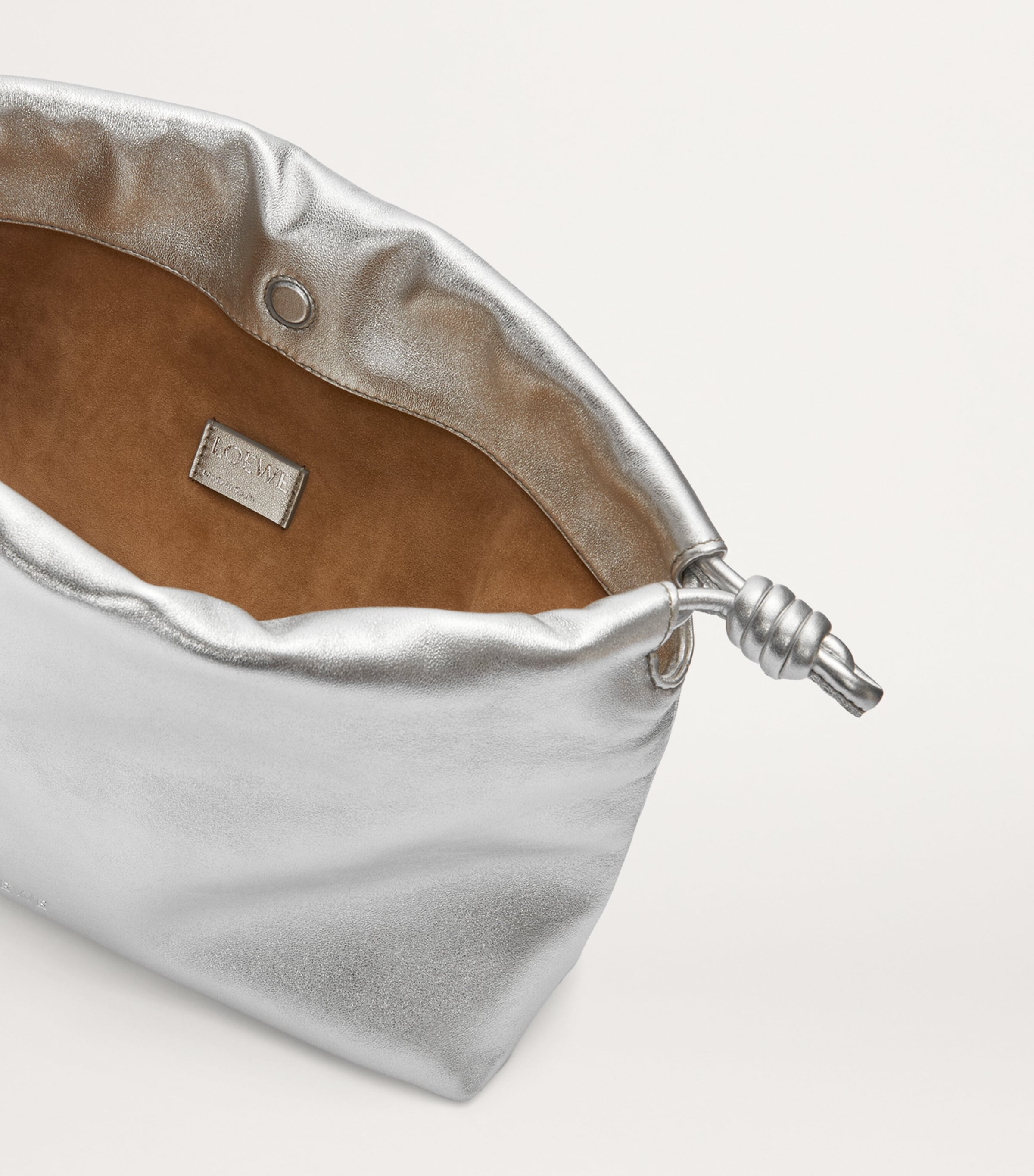 Medium Metallic Leather Flamenco Purse SILVER Image 8