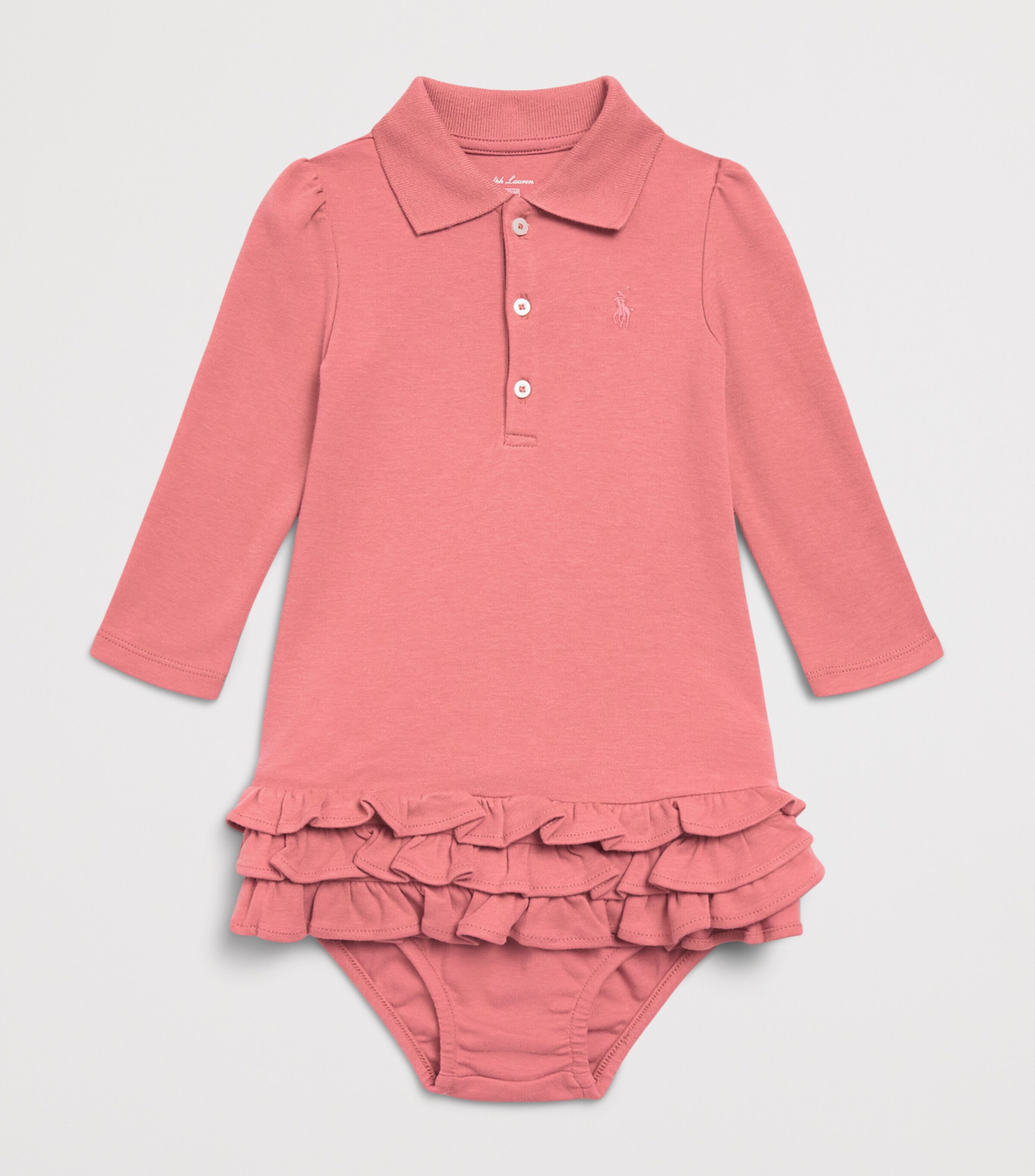 Ralph Lauren Kids Cotton Polo Dress and Bloomers Set (3-24 Months) Canvas Pink Image 3
