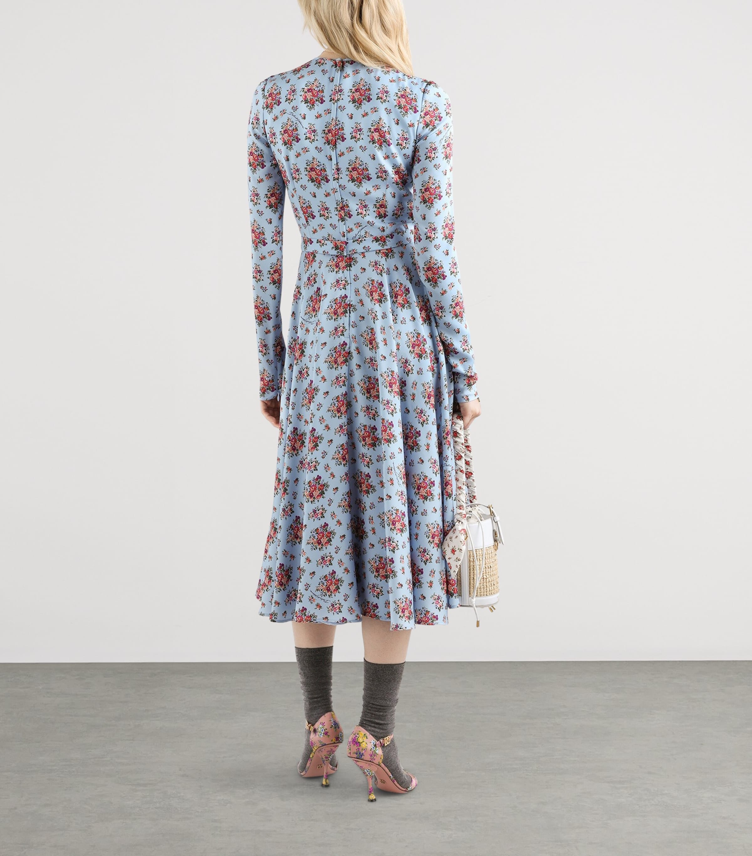Dolce&Gabbana Womens Stretch-Silk Floral Maxi Dress Mazz Image 3