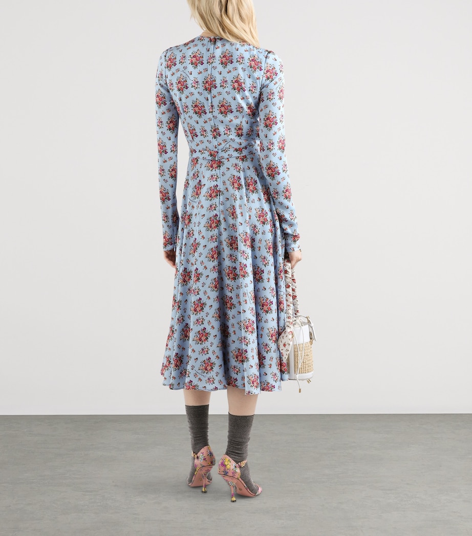 Dolce&Gabbana Womens Stretch-Silk Floral Maxi Dress Mazz Image 3