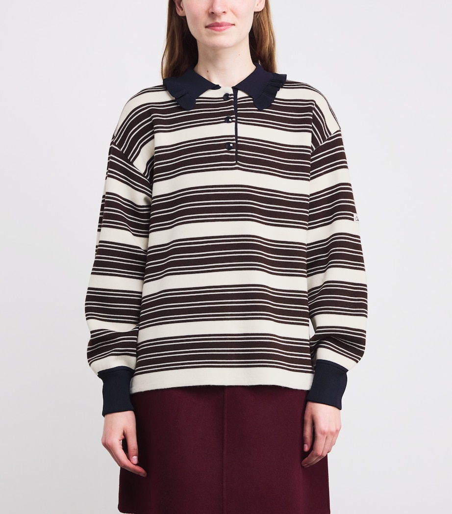 Knitted Stripe Polo Shirt BROWN Image 3
