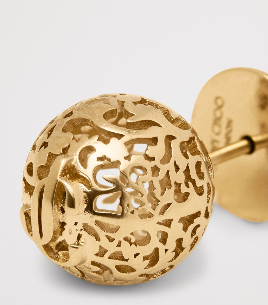 Jimmy Choo Lace Sphere Logo Stud Earrings Gold Image 4