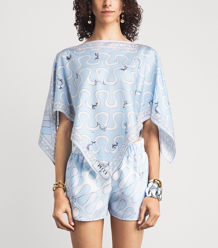 PUCCI Womens Silk Printed Cape Light Blue Image 2