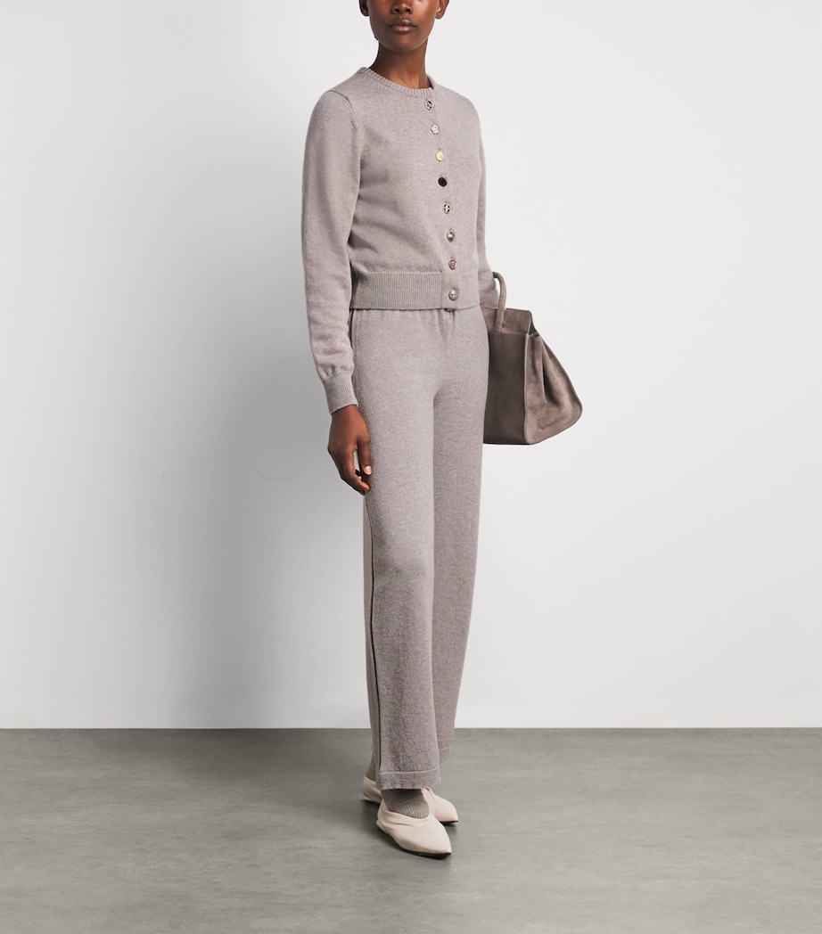 Barrie Womens Cashmere-Cotton Jewel-Button Cardigan Drift Image 2