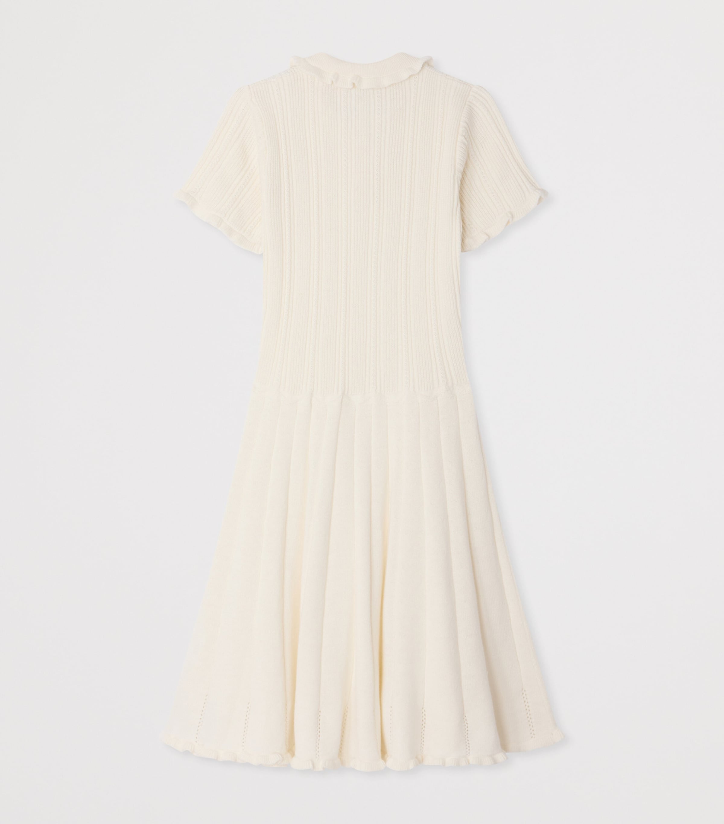 Bonpoint Cotton-Cashmere Collared Dress (10-14 Years) Craie Image 2