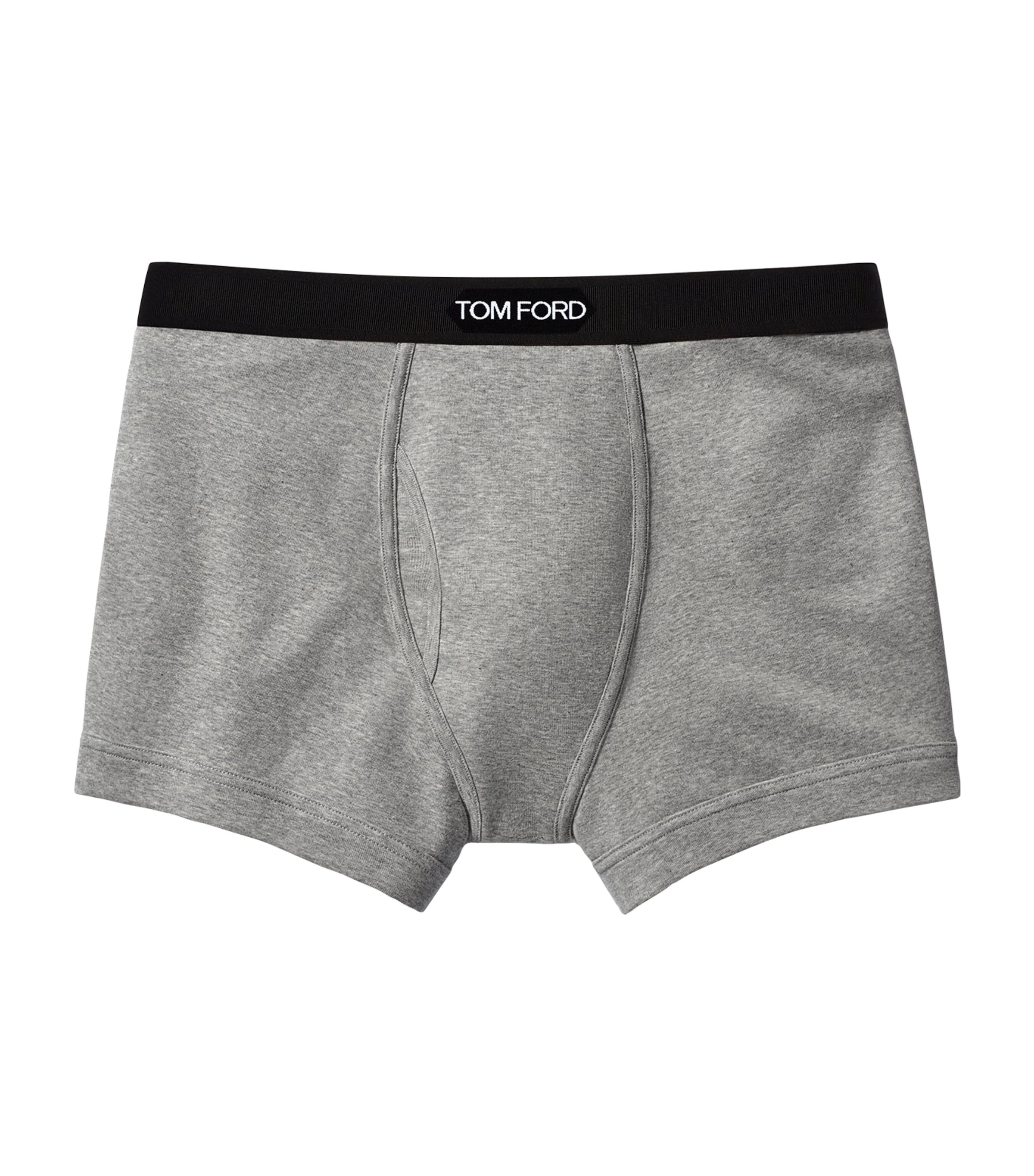 Tom Ford Logo-embroidered Cotton-blend Jersey Boxers In Grey