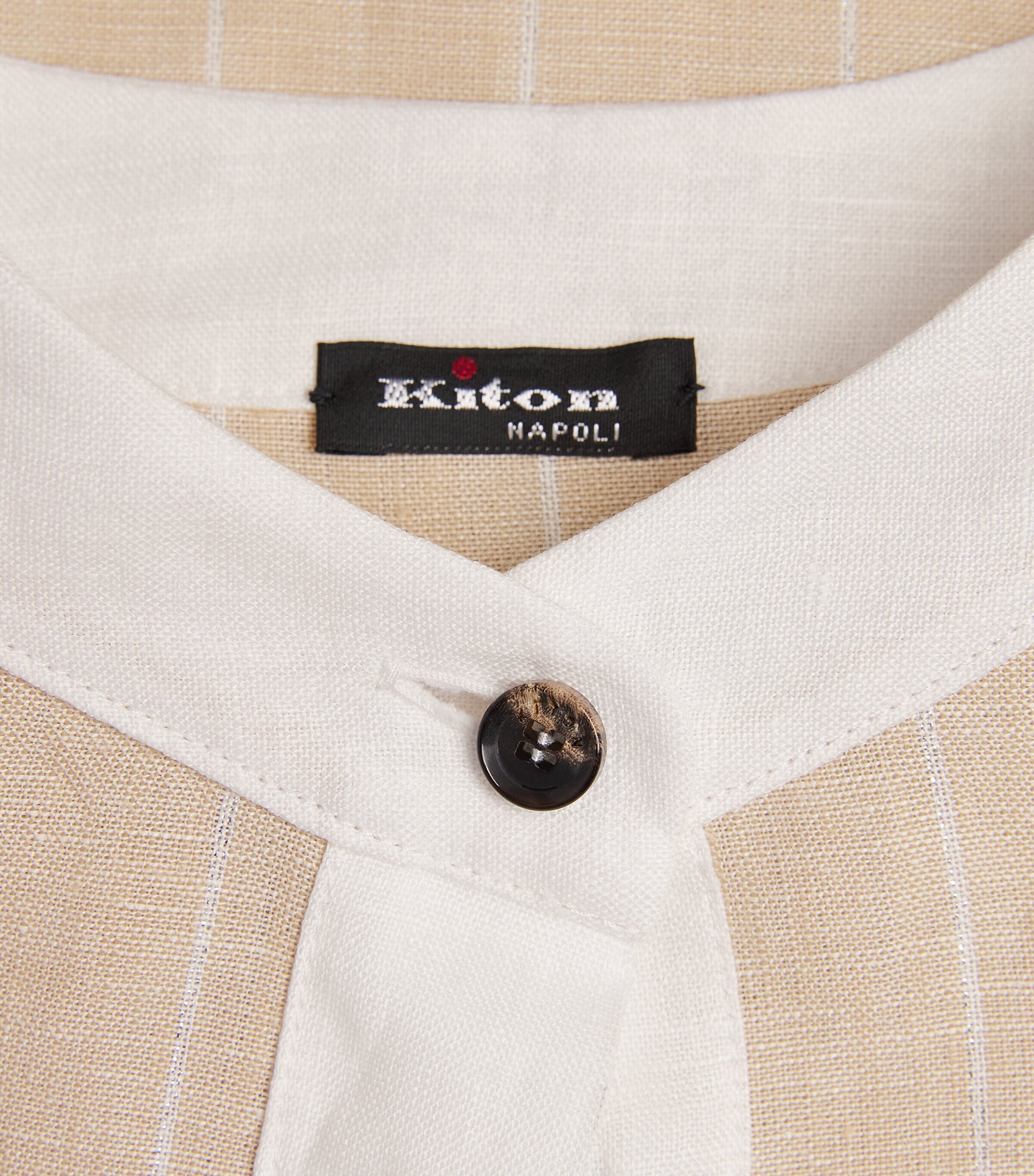 Kiton Womens Linen Stripe Blouse Cream White Image 6