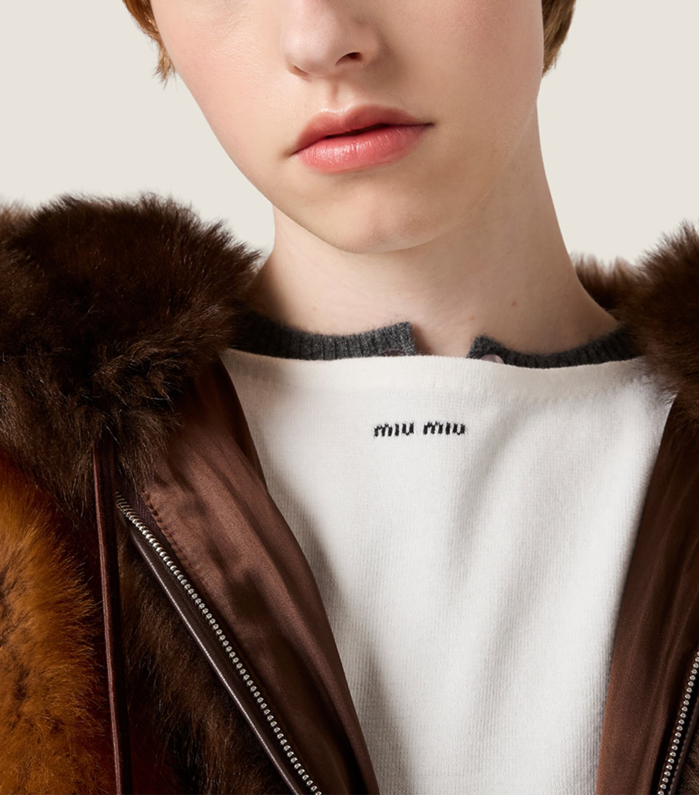 Miu Miu Womens Shearling Blouson Jacket Image 6
