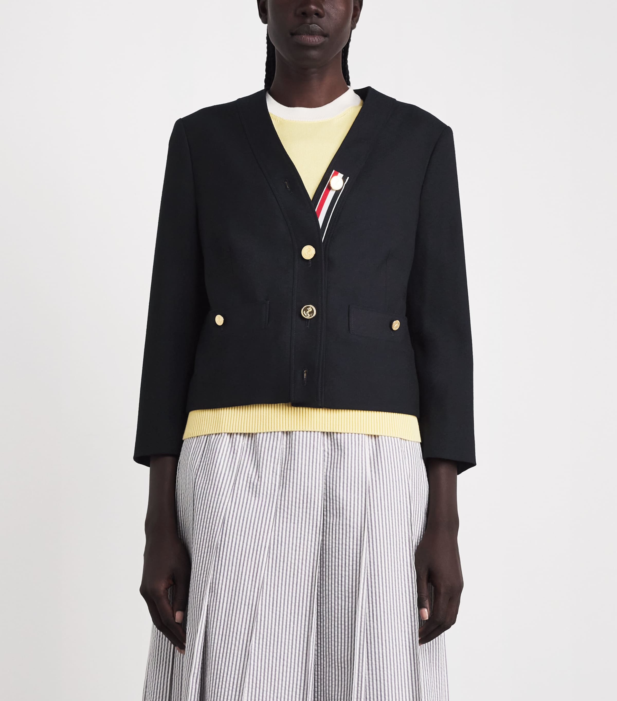 Thom Browne Womens Virgin Wool Jacket Navy Image 4
