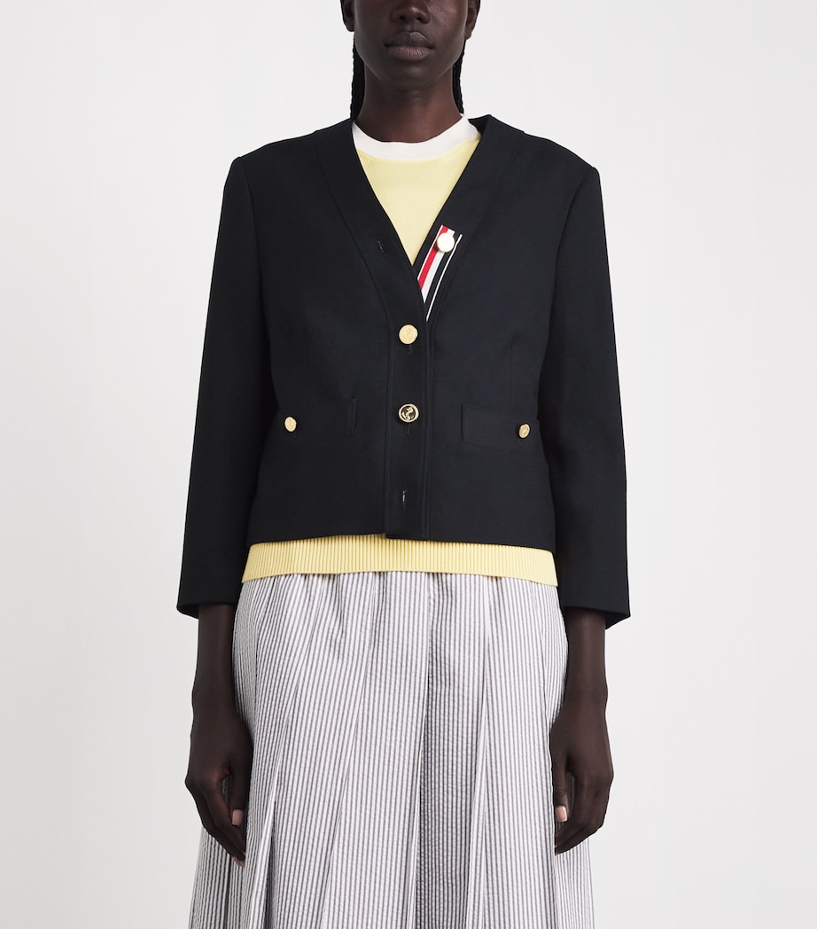 Thom Browne Womens Virgin Wool Jacket Navy Image 4