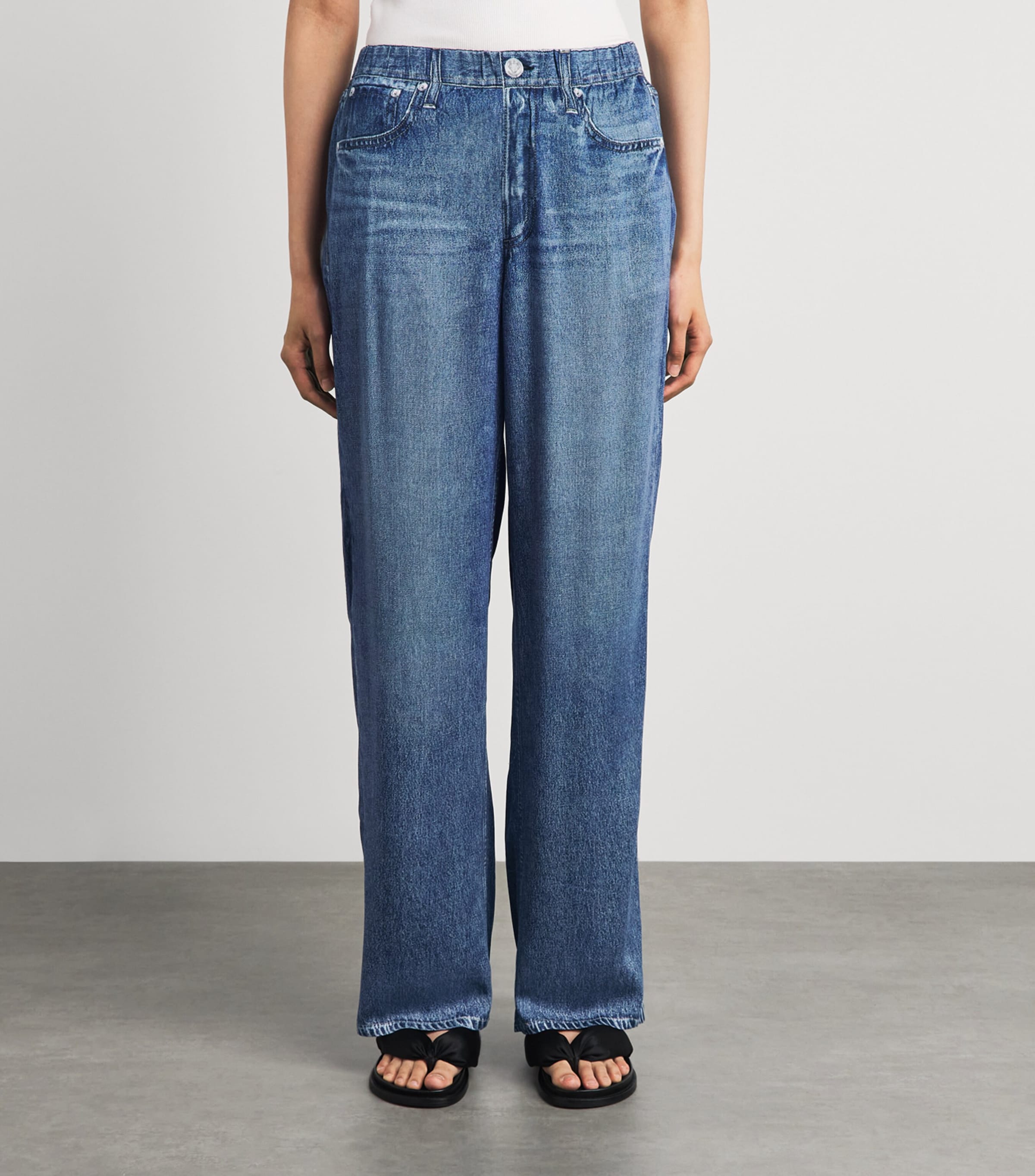 Rag & Bone Womens Miramar Denim-Effect Sweatpants Lgoon Image 4