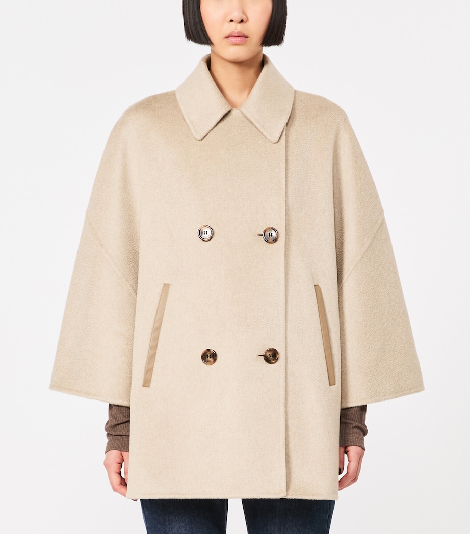 Max Mara Womens Cashmere Double-Breasted Cape Sand Image 3
