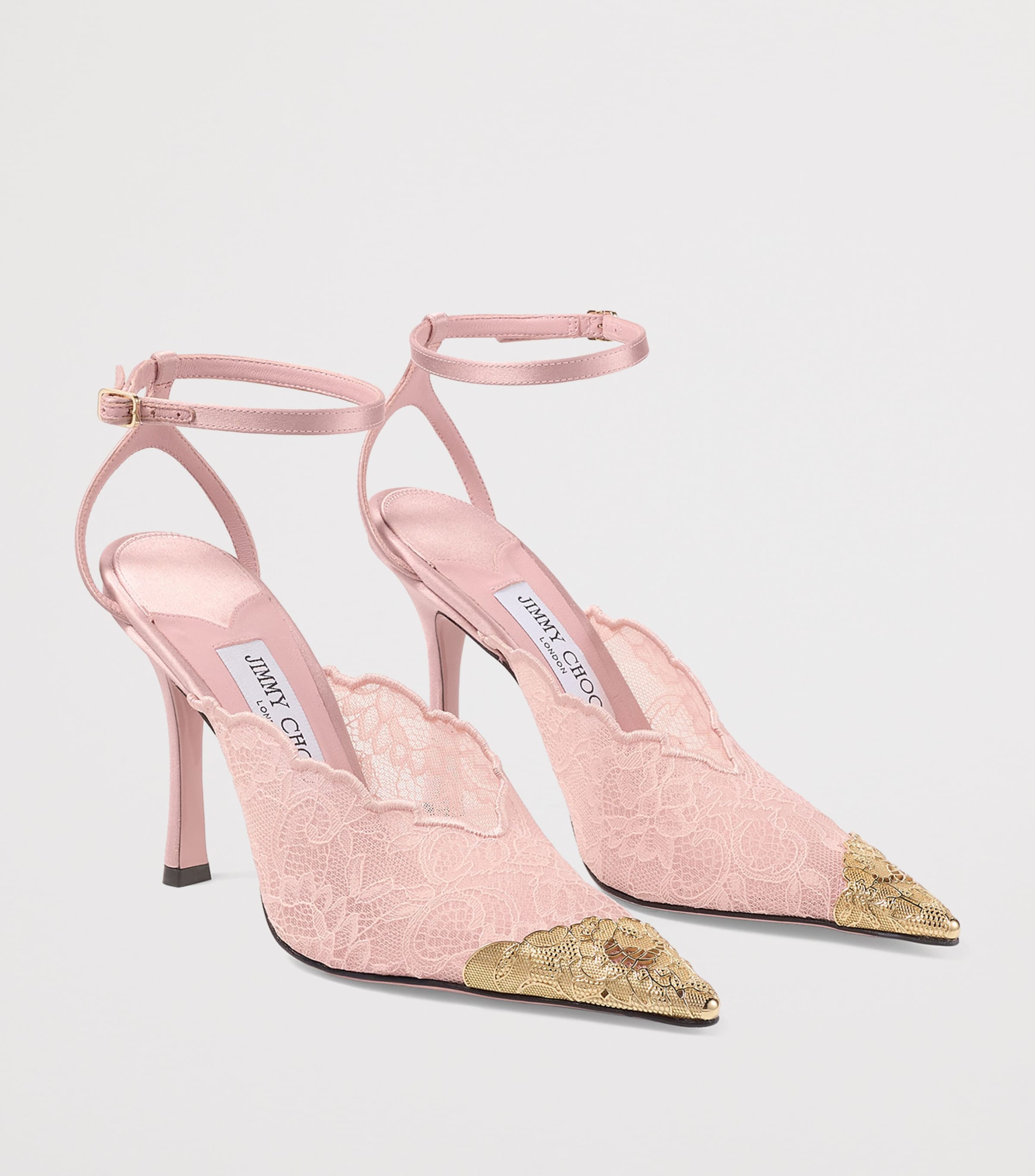 Jimmy Choo Rose Gold Faiz 100 Lace Heeled Pumps | Harrods US