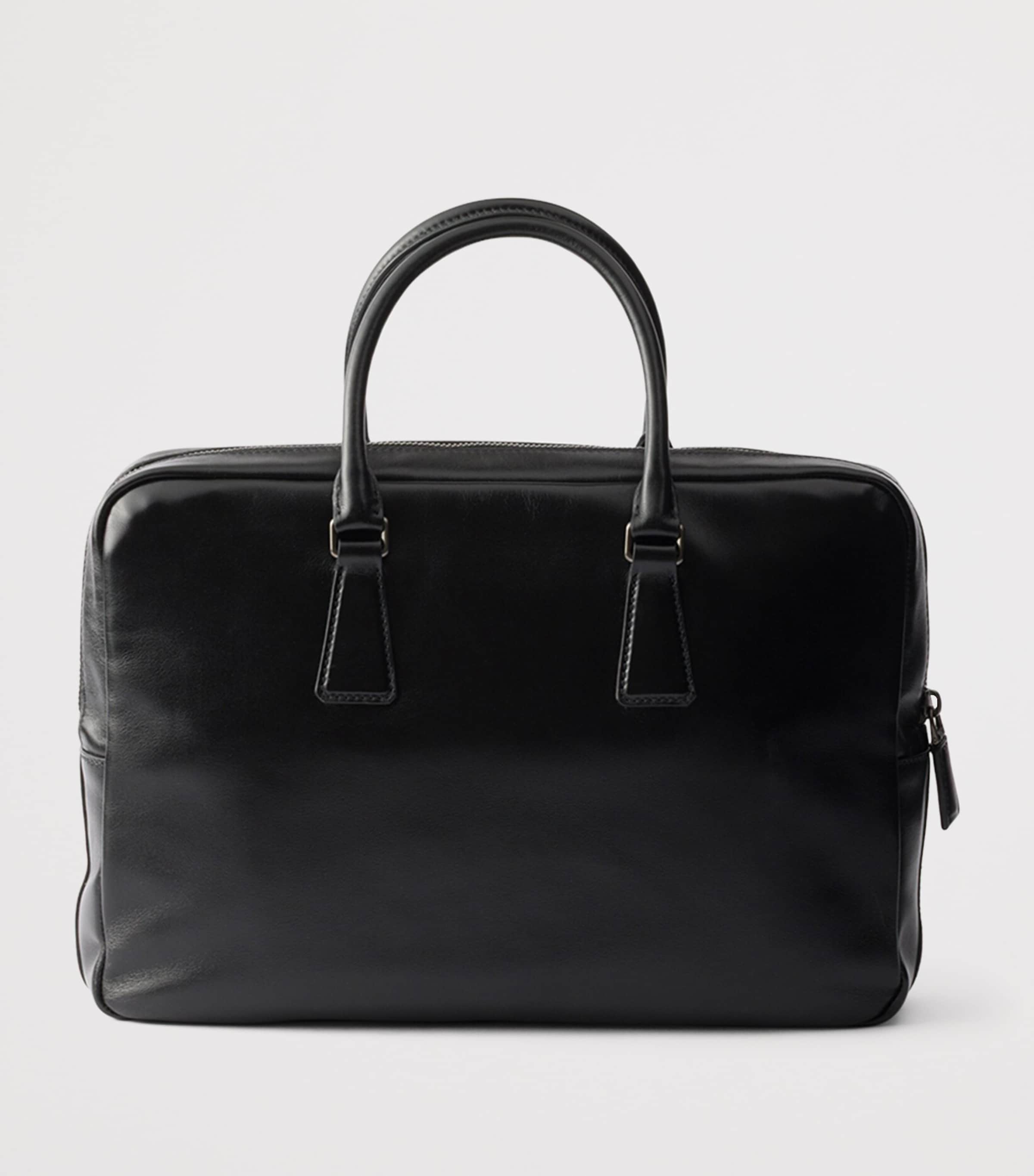 Prada Leather Logo Briefcase Black Image 4