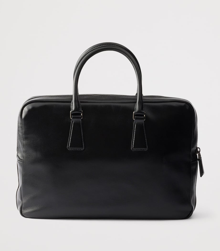 Prada Leather Logo Briefcase Black Image 4