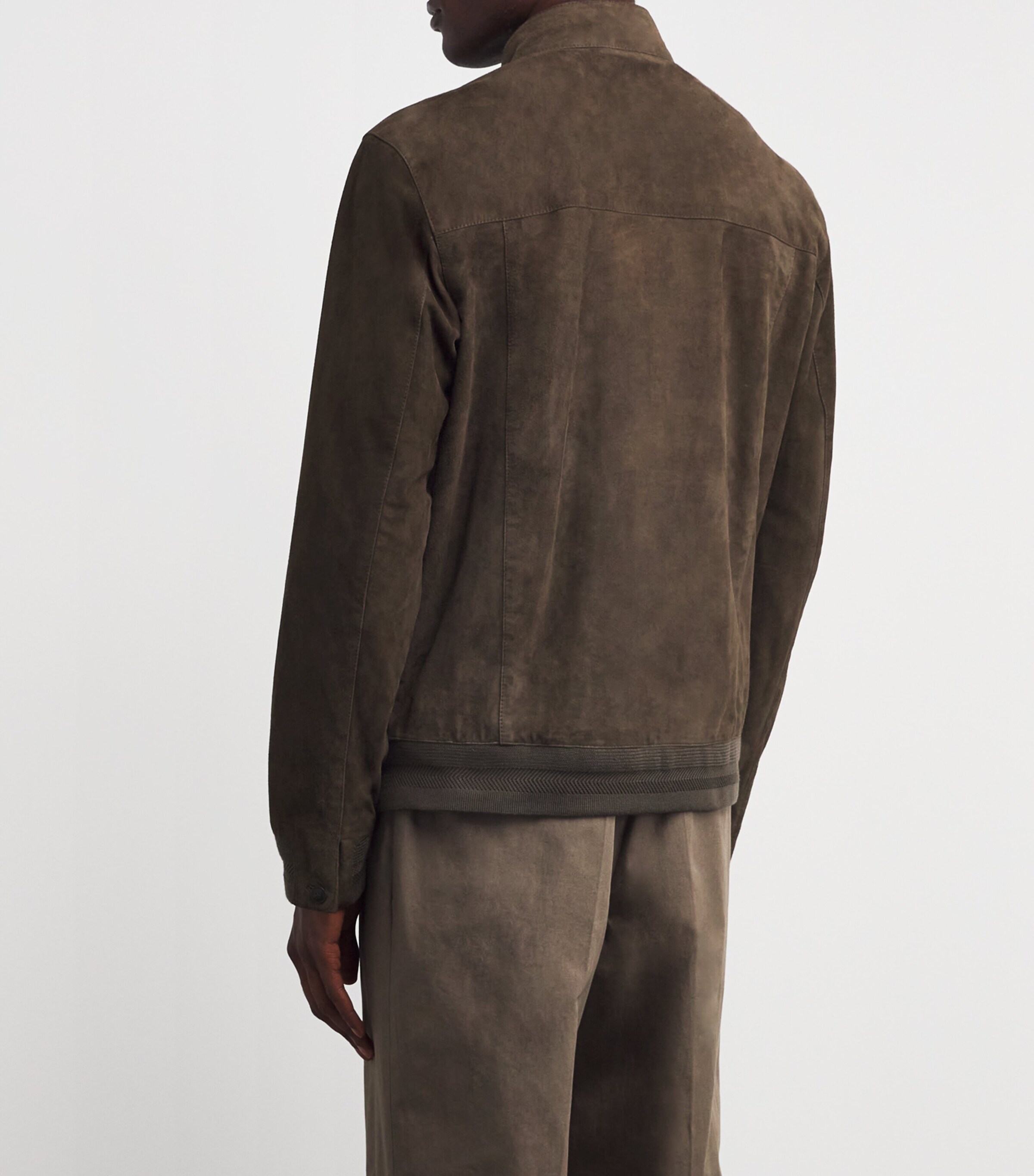 Pal Zileri Mens Suede Bomber Jacket Green Image 4