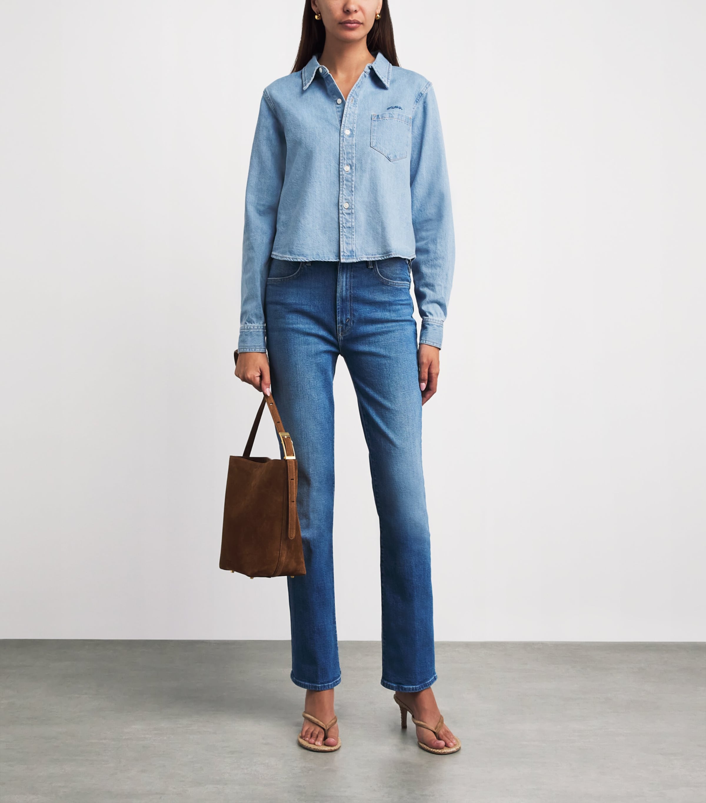 MOTHER Womens Denim Honor Roll Shirt Grand Slam Image 2