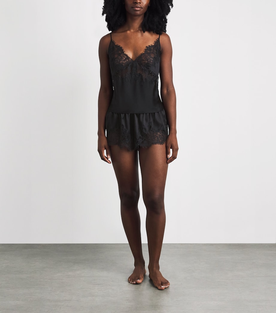 Skims Womens Stretch-Silk Lace-Trim Shorts Onyx Image 2