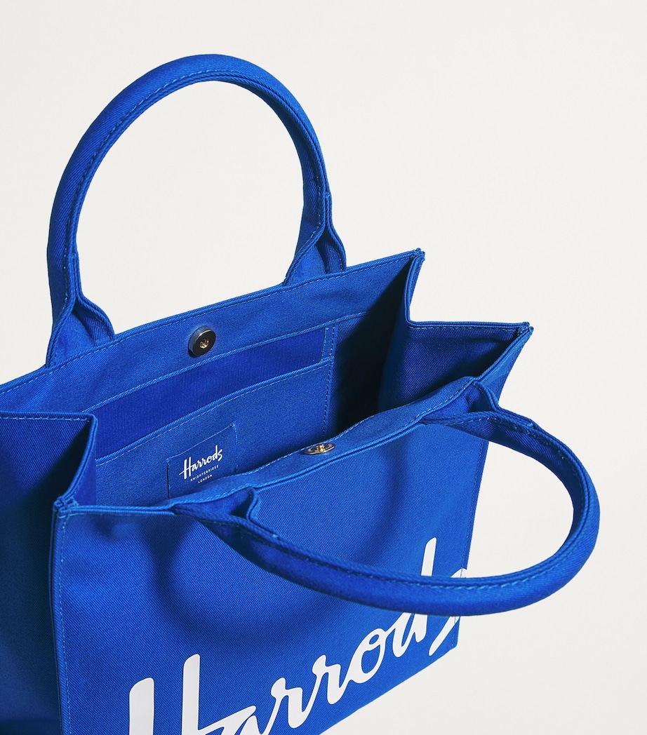 Harrods Small Cotton Logo Tote Bag Prussian Image 4