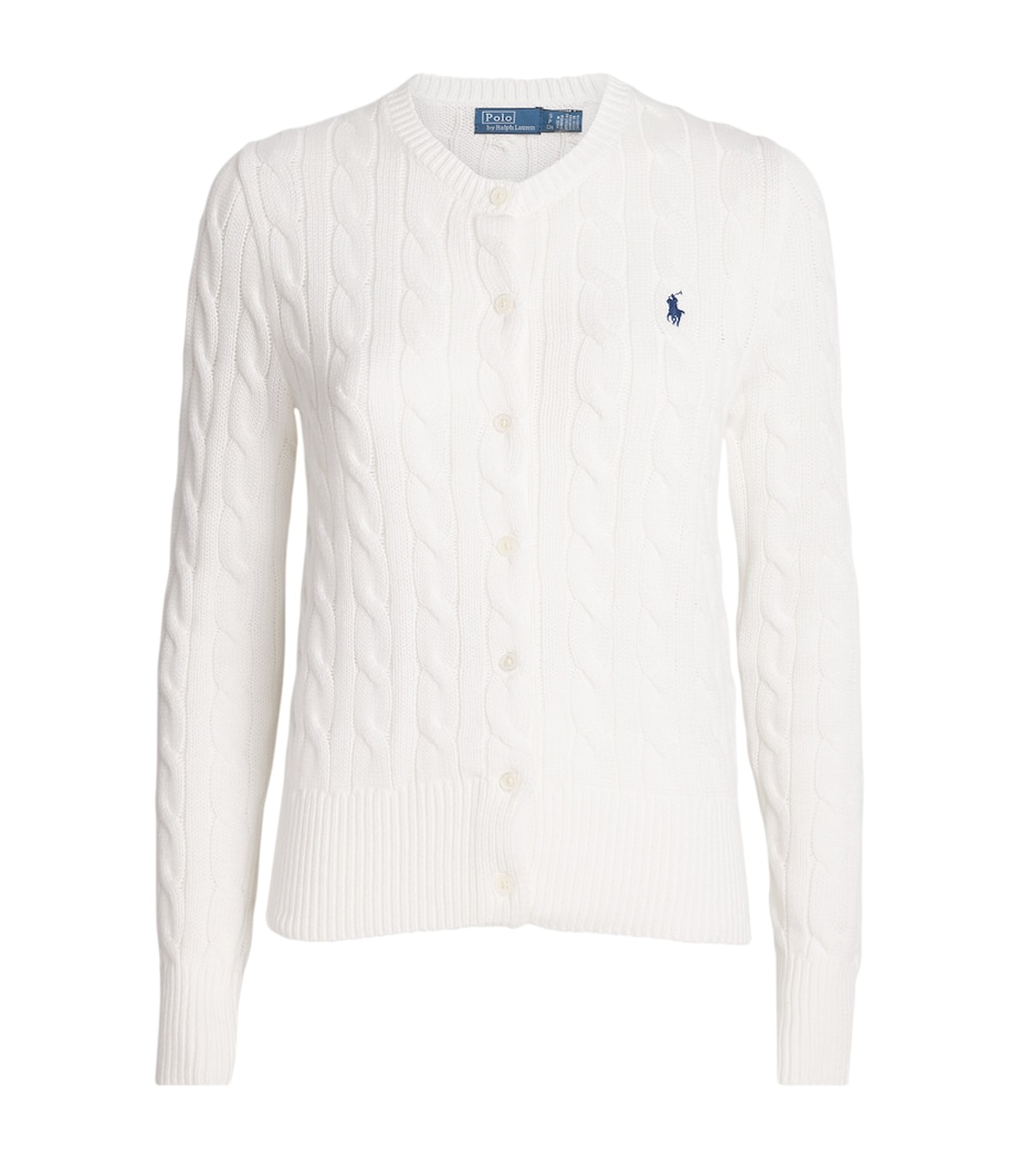 Cotton Cable-Knit Cardigan WHITE Image 1