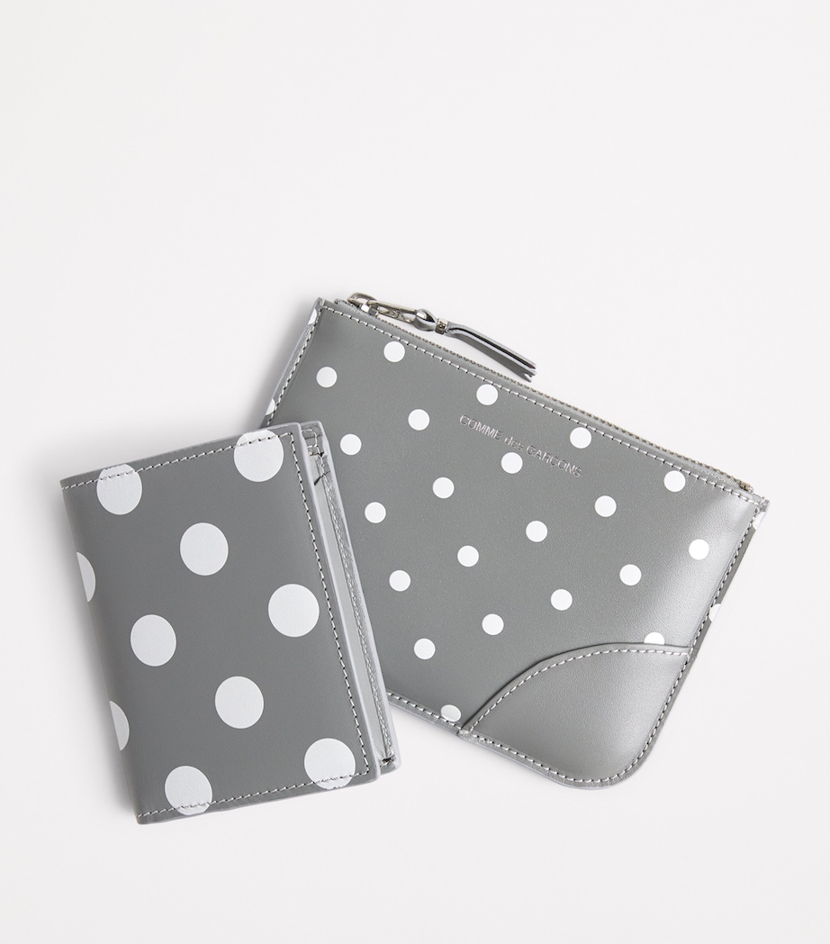 Comme Des Garçons Wallet Leather Polka-Dot Bifold Card Holder Grey Image 4