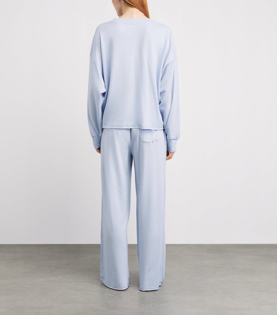Polo Ralph Lauren Womens Terry Long Pyjama Set Xenon Blue Image 4