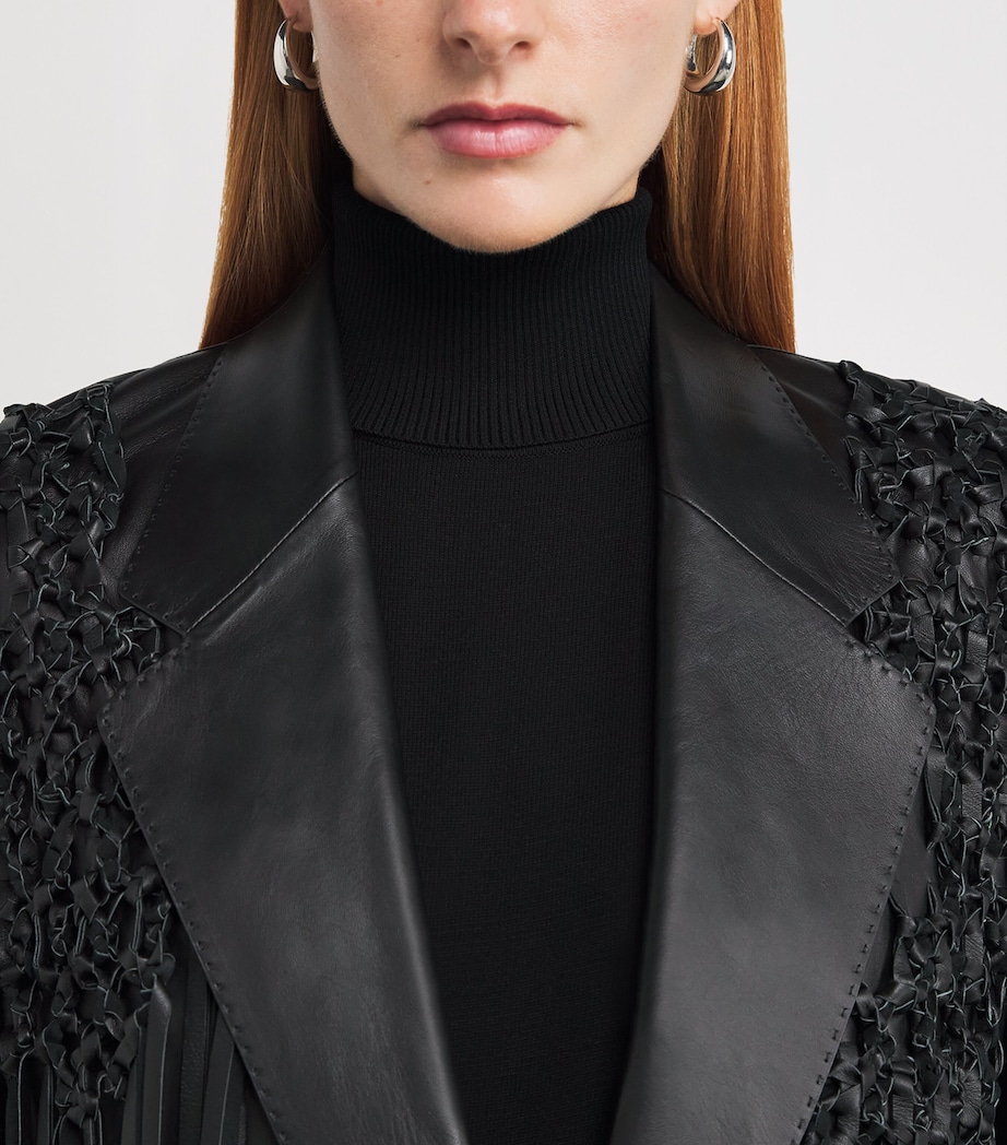 Lambskin Fringe Blazer 0001900 BLACK Image 6