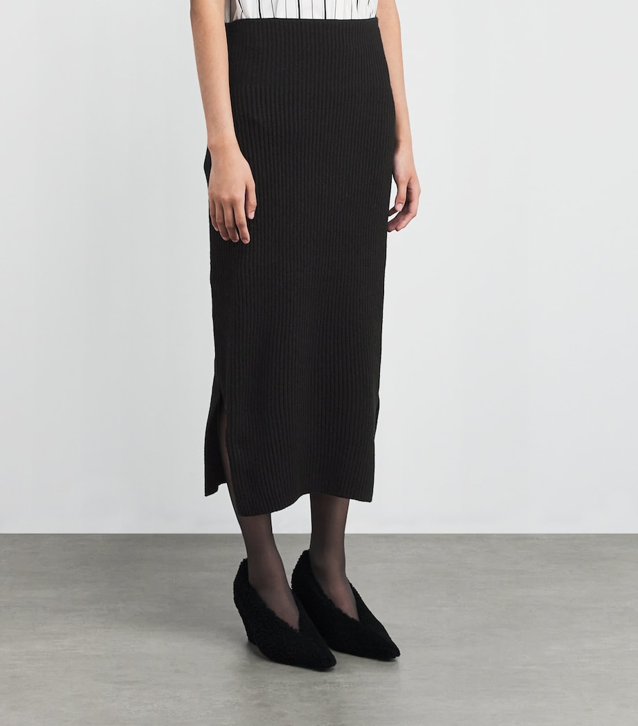 Cashmere High-Waist Asina Midi Skirt 1000 BLACK Image 3