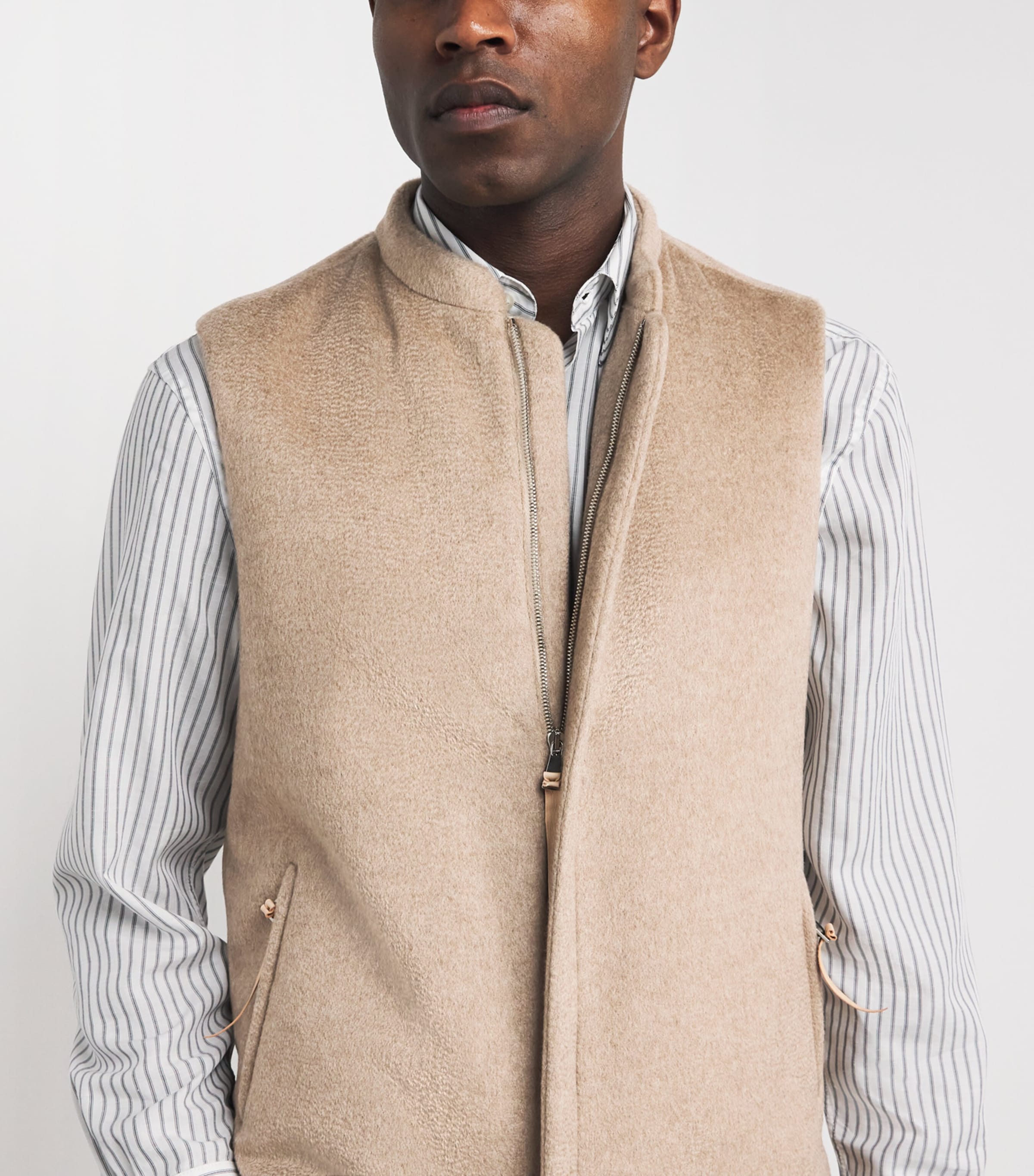Alan Scott Mens Cashmere-Blend Zibeline Gilet Natural Image 3
