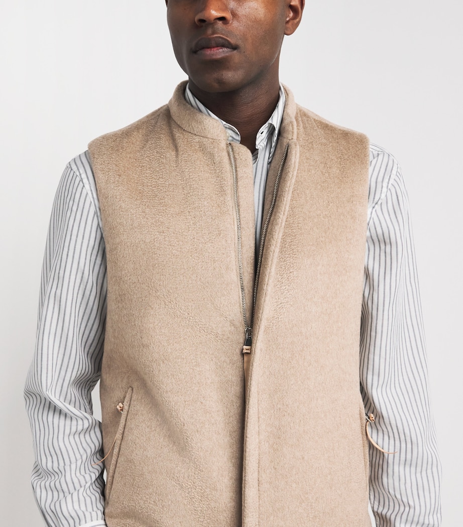 Alan Scott Mens Cashmere-Blend Zibeline Gilet Natural Image 3