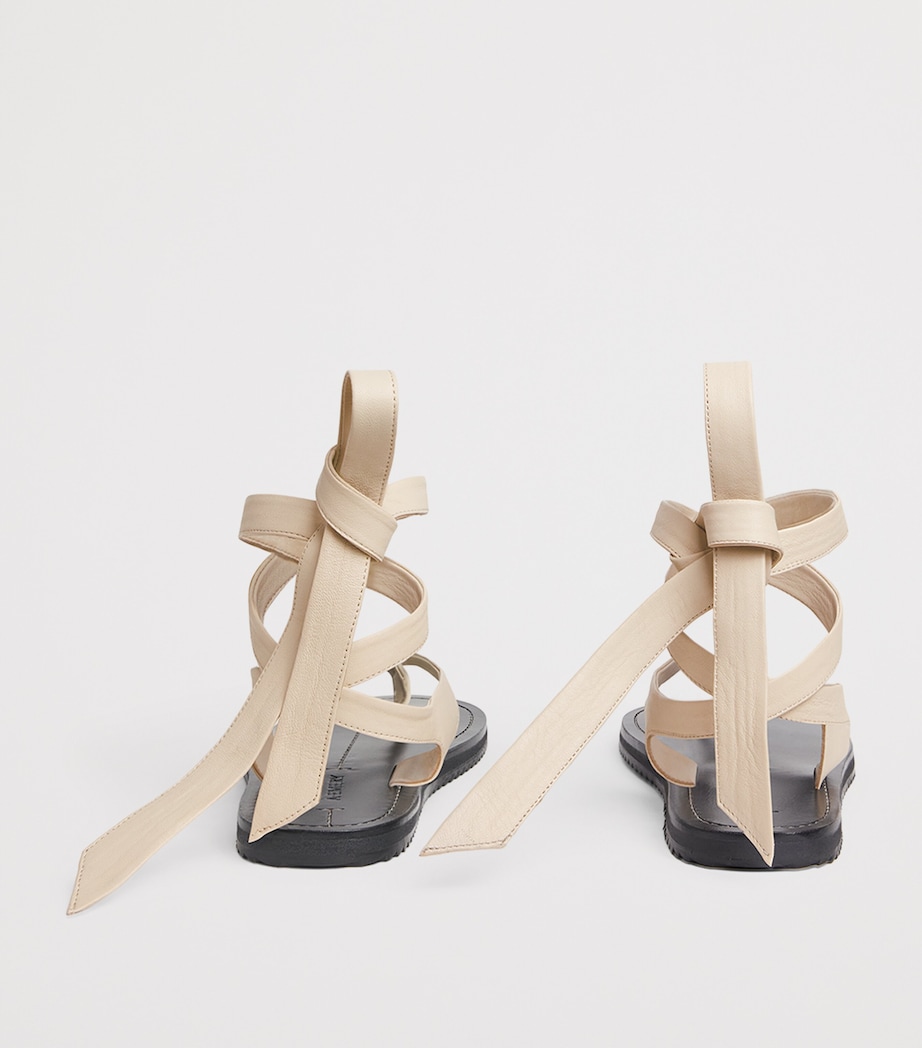 Leather Elmer Tie Sandals EGGSHELL Image 4