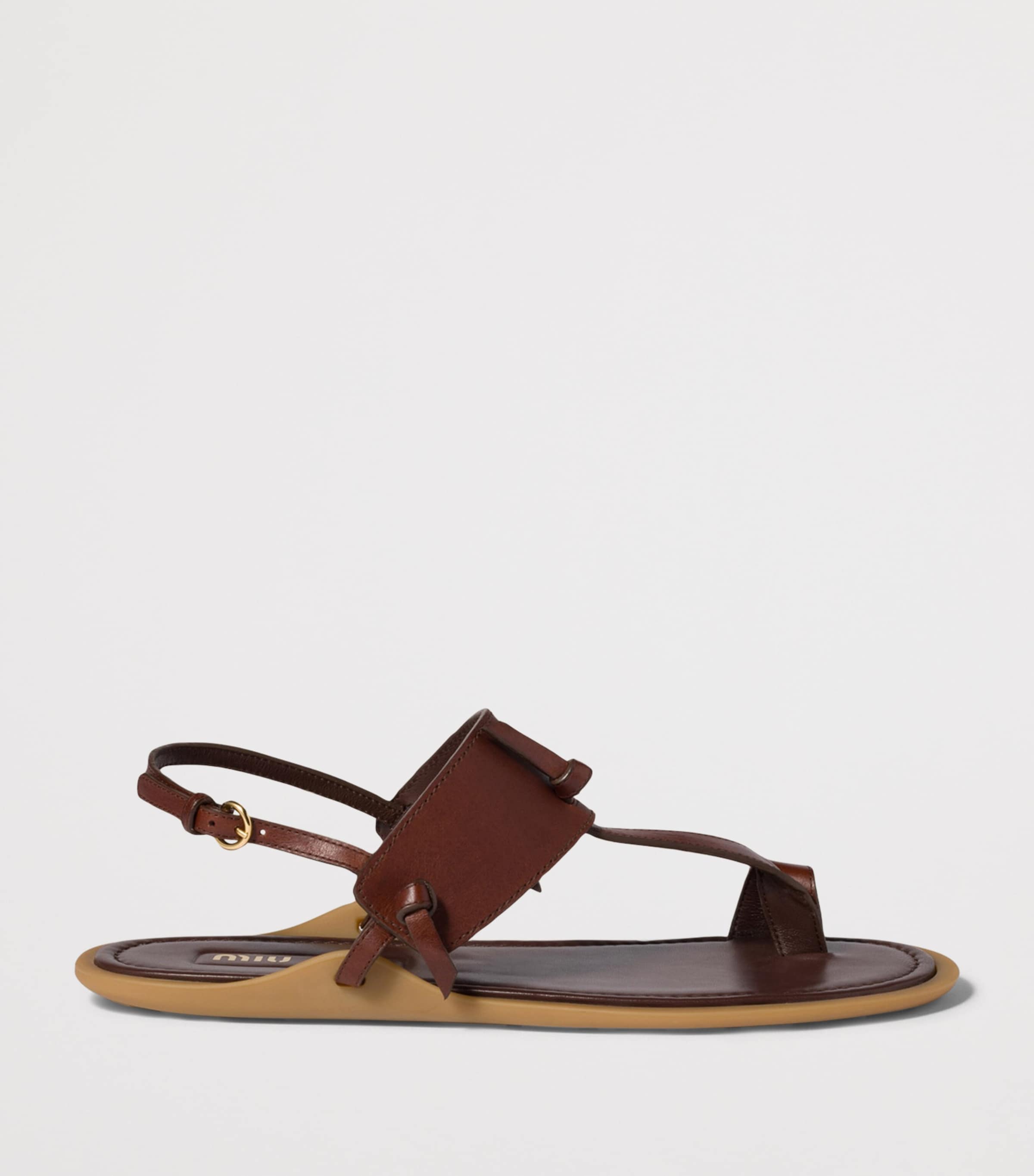 Miu Miu Leather Slingback Sandals Brown Image 2