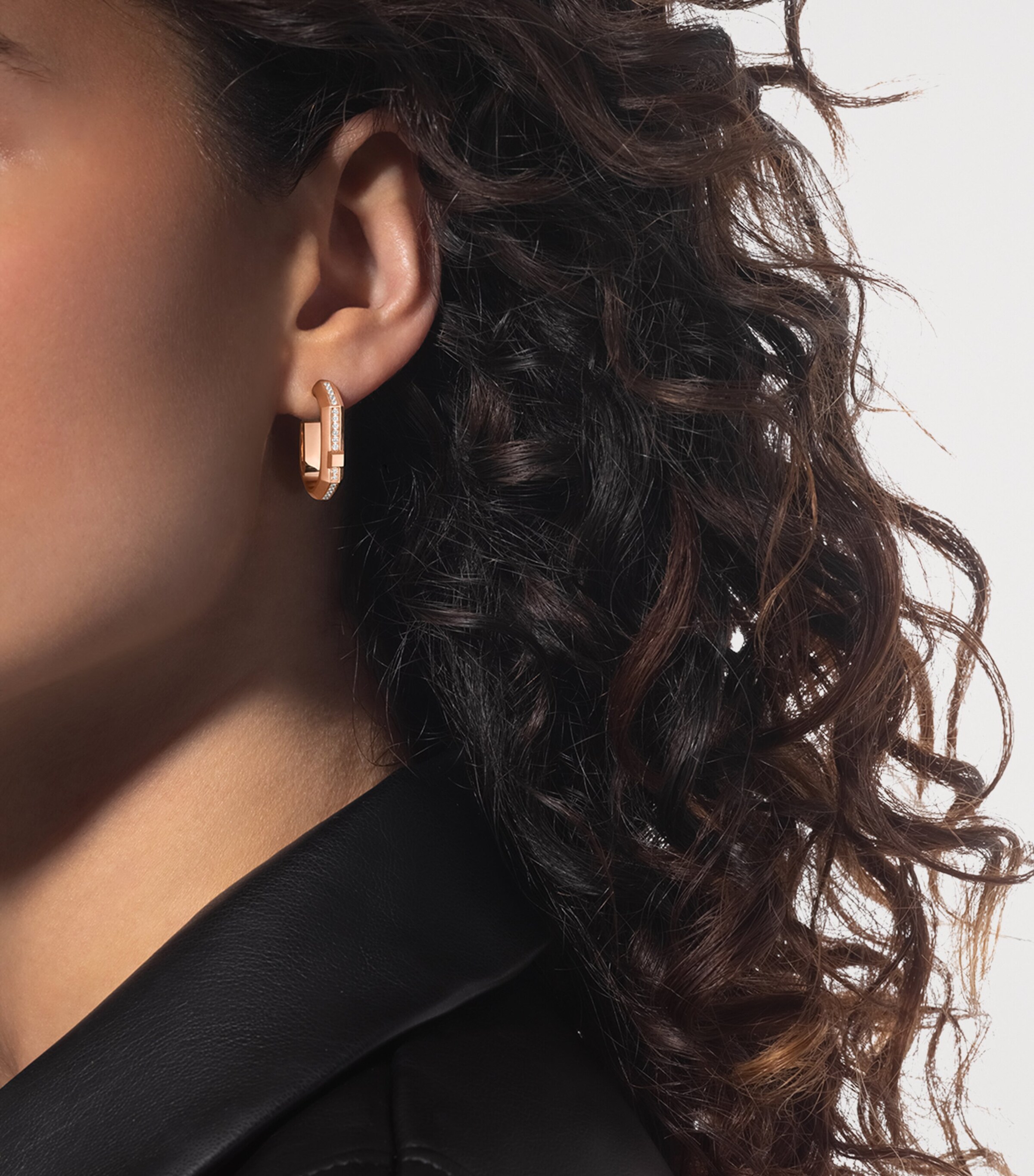 Messika Moderniste Small Yellow Gold and Diamond Single Hoop Earring Pink Gold Image 2