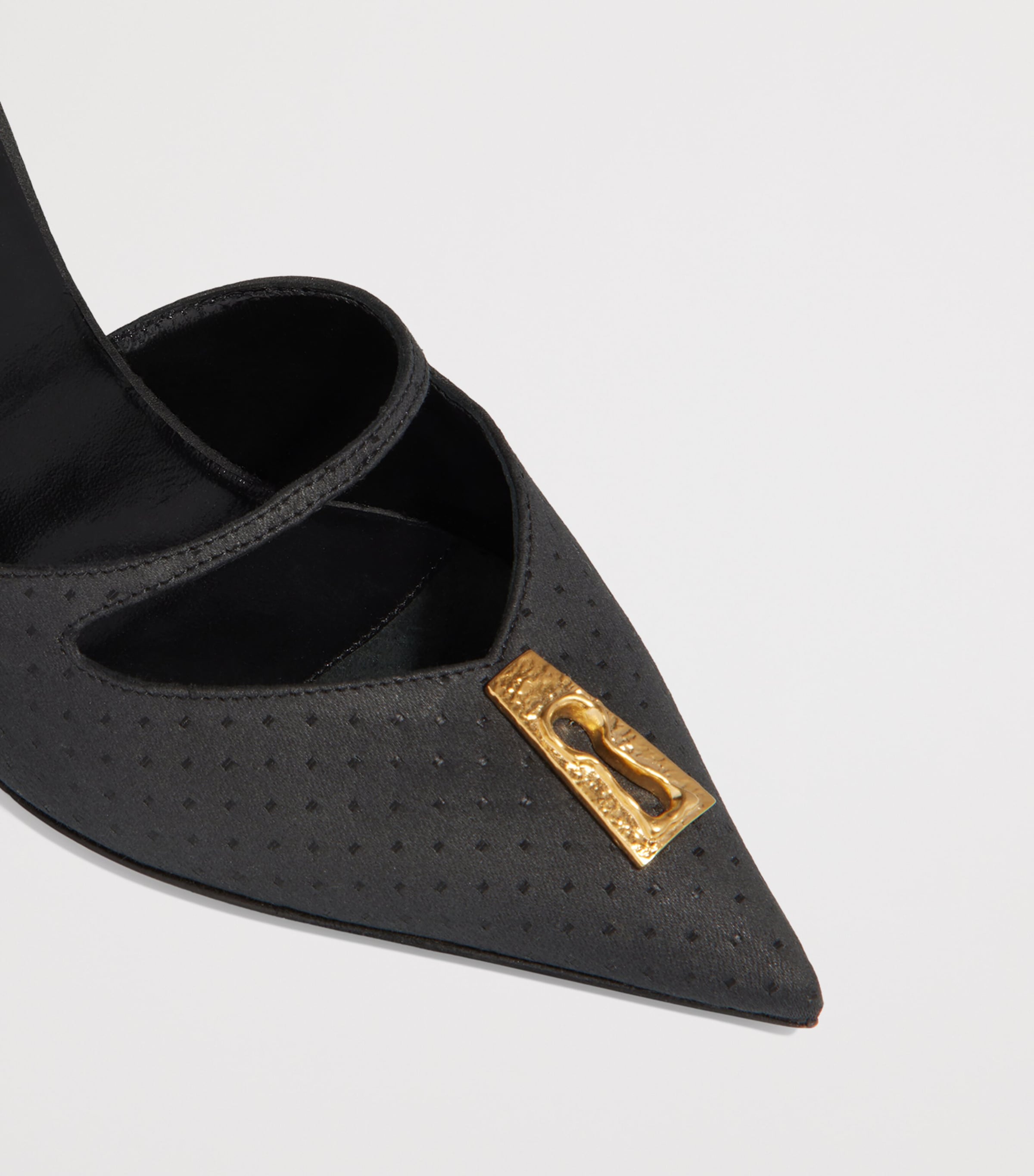 Schiaparelli Wool-Silk Keyhole Heeled Mules Black Image 5
