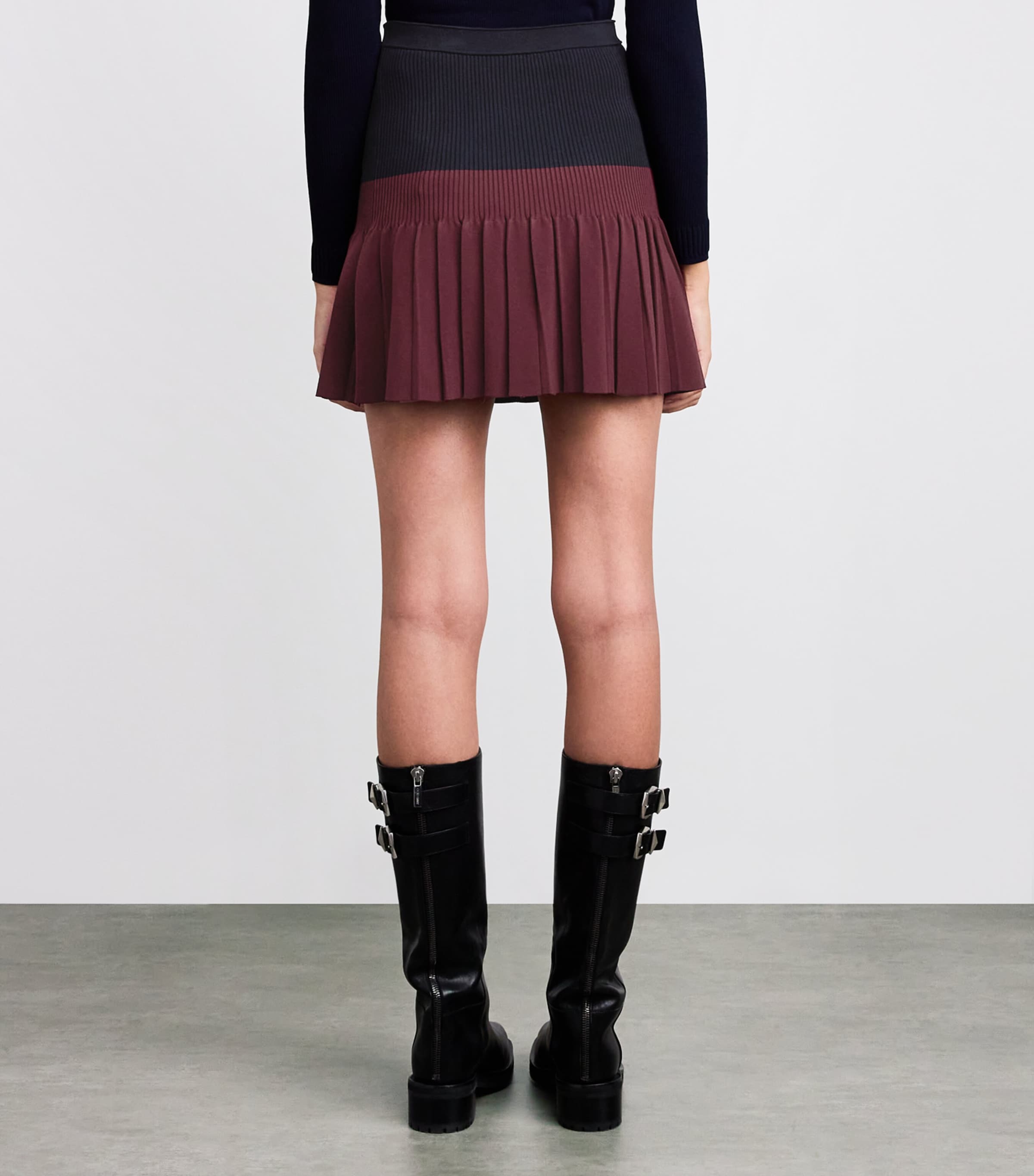 Knitted Pleated Mini Skirt NAVY BLUE Image 4