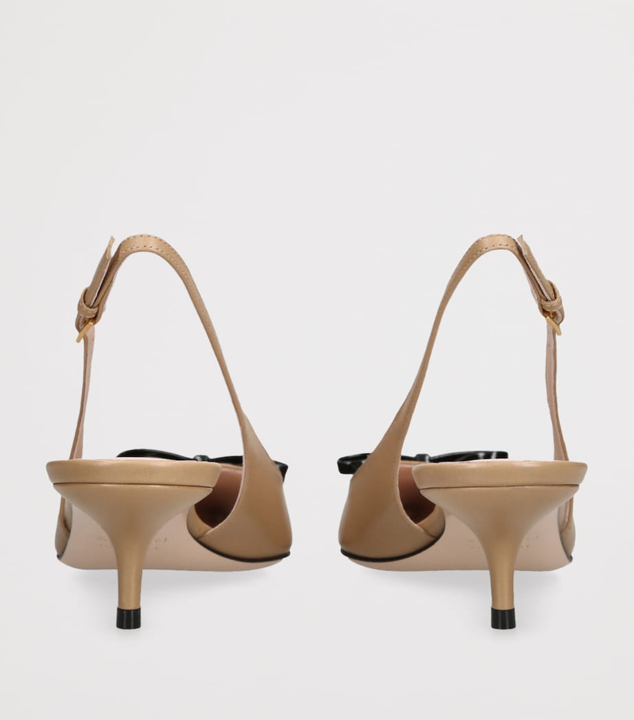 Leather Bepointy Slingback Heels 45 TAN COMB Image 2