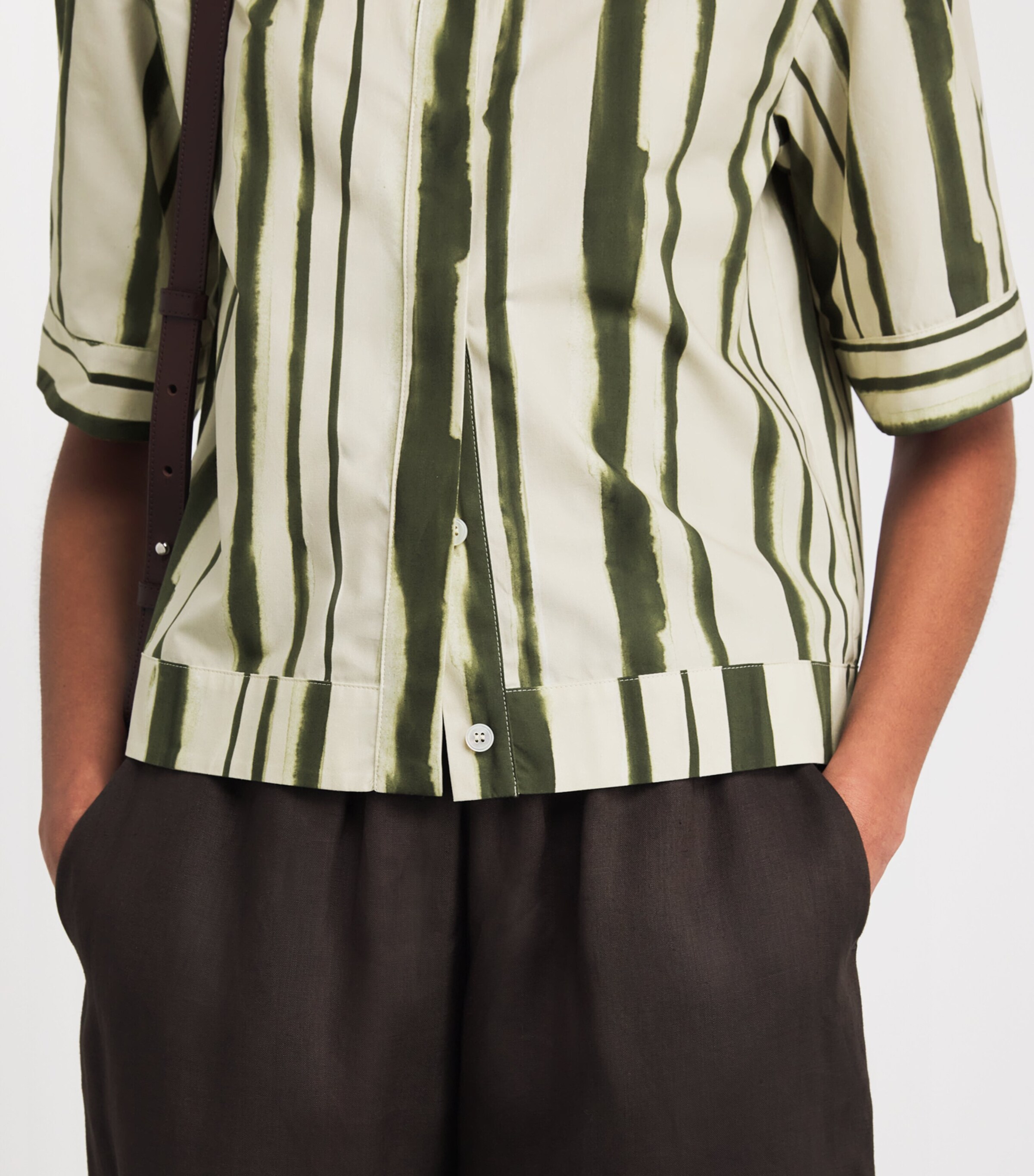 Cotton Printed Shirt 003 MOSS GREEN Image 3