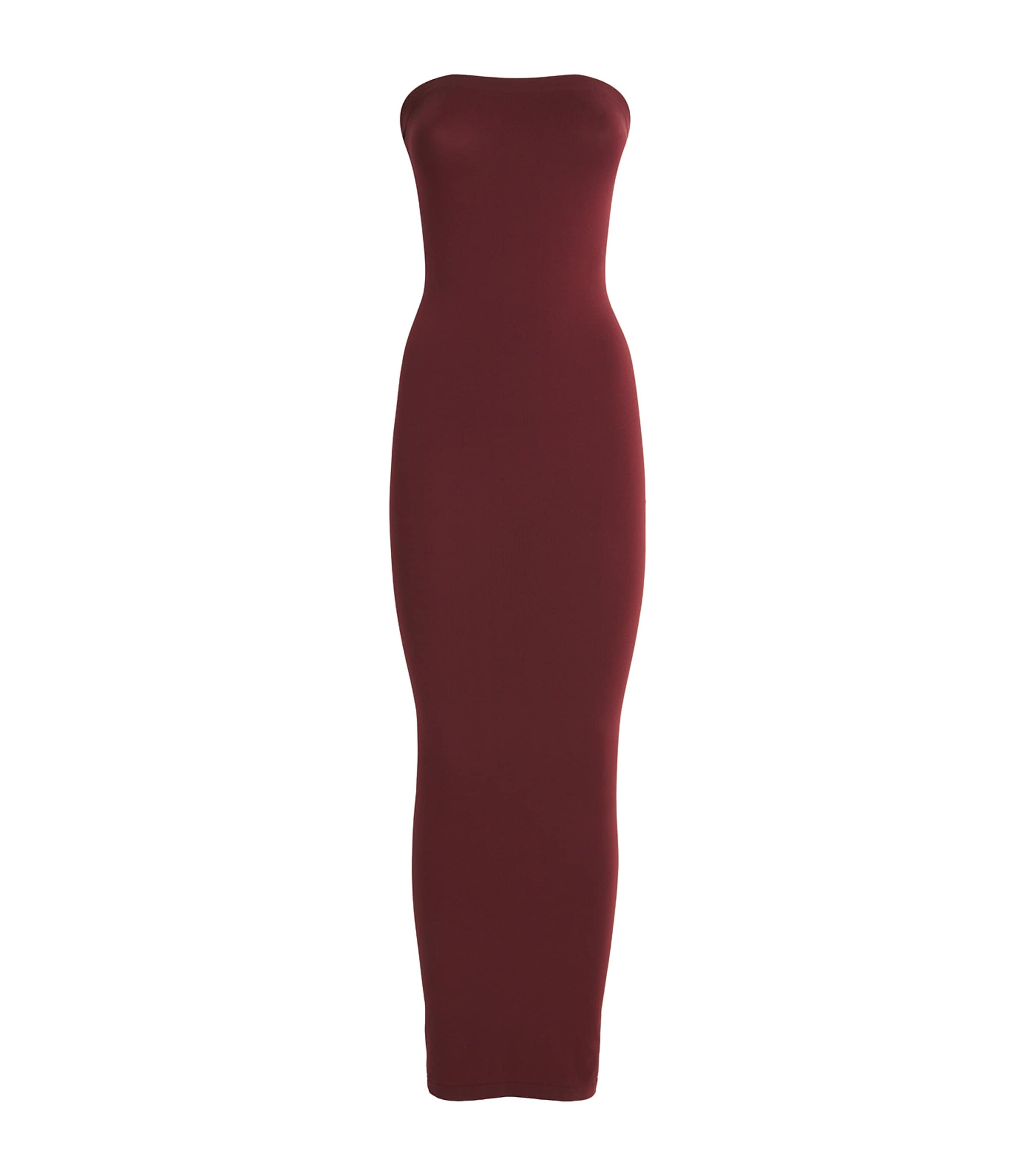 Wolford Fatal Strapless Midi Dress In Burgundy