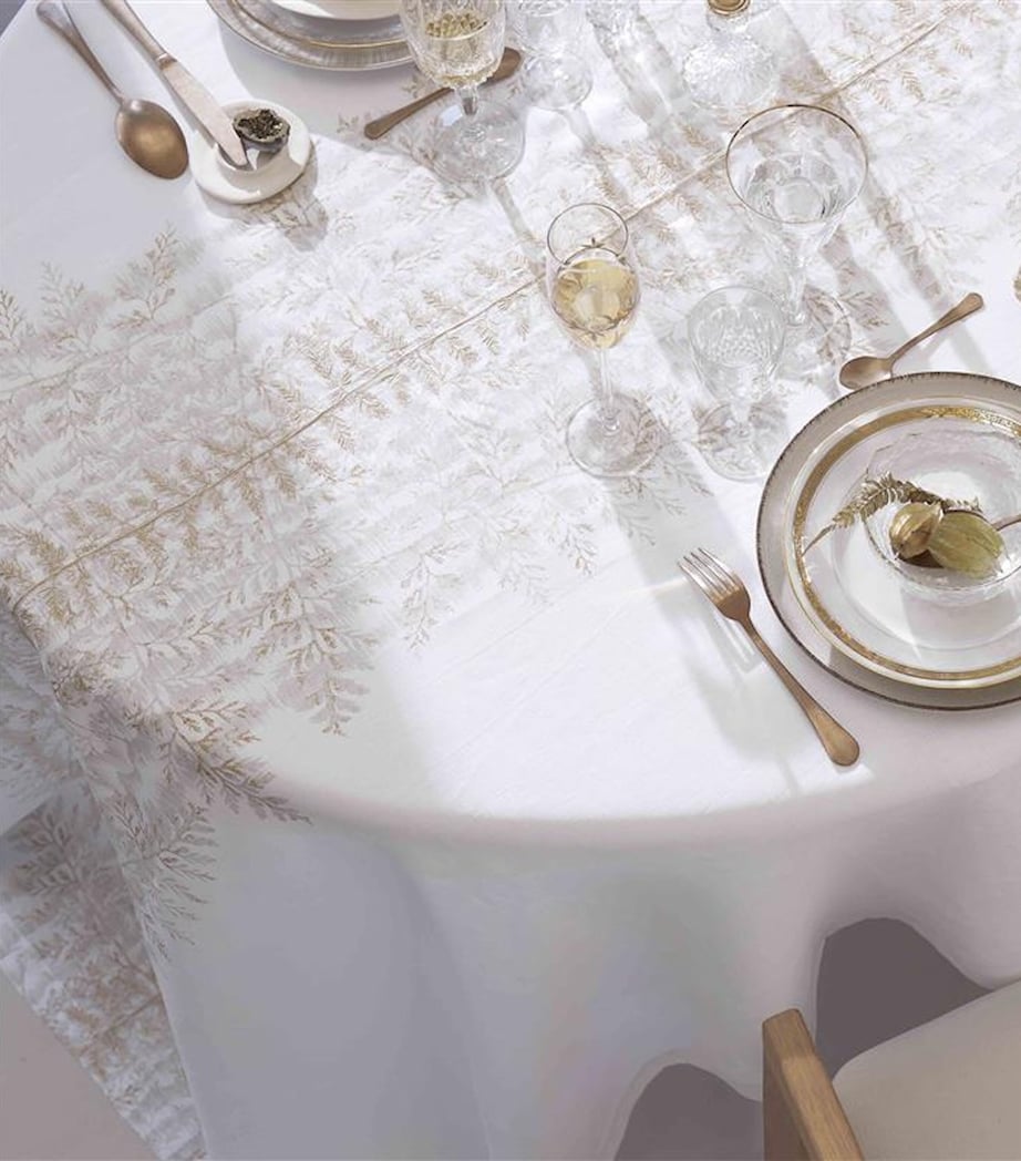 Linen Fossile Tablecloth (170cm x 320cm) FOSS GOLD / WHITE Image 2