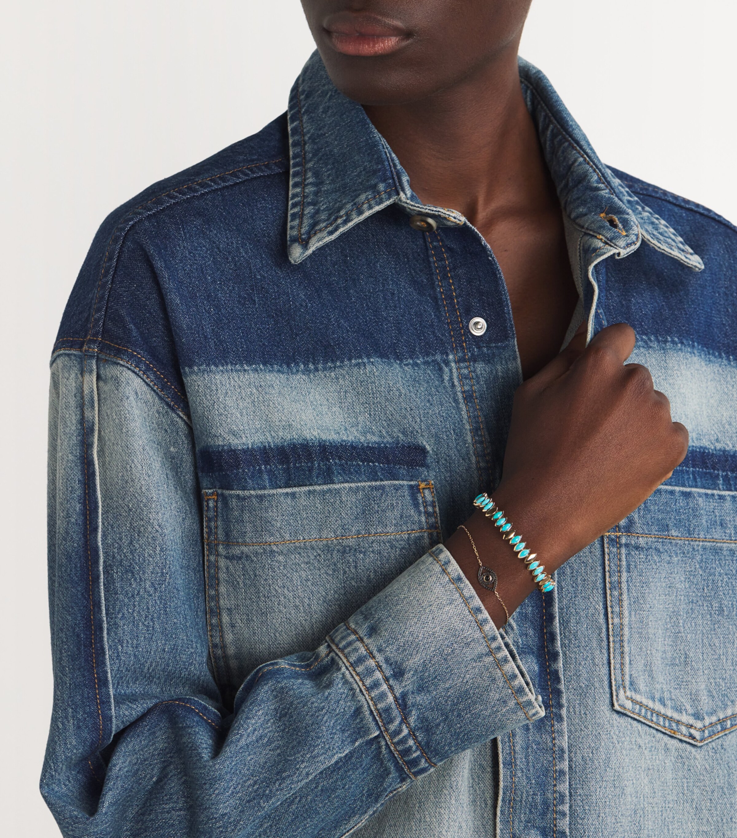 Yellow Gold and Turquoise Navette Bangle YELLOW GOLD Image 4